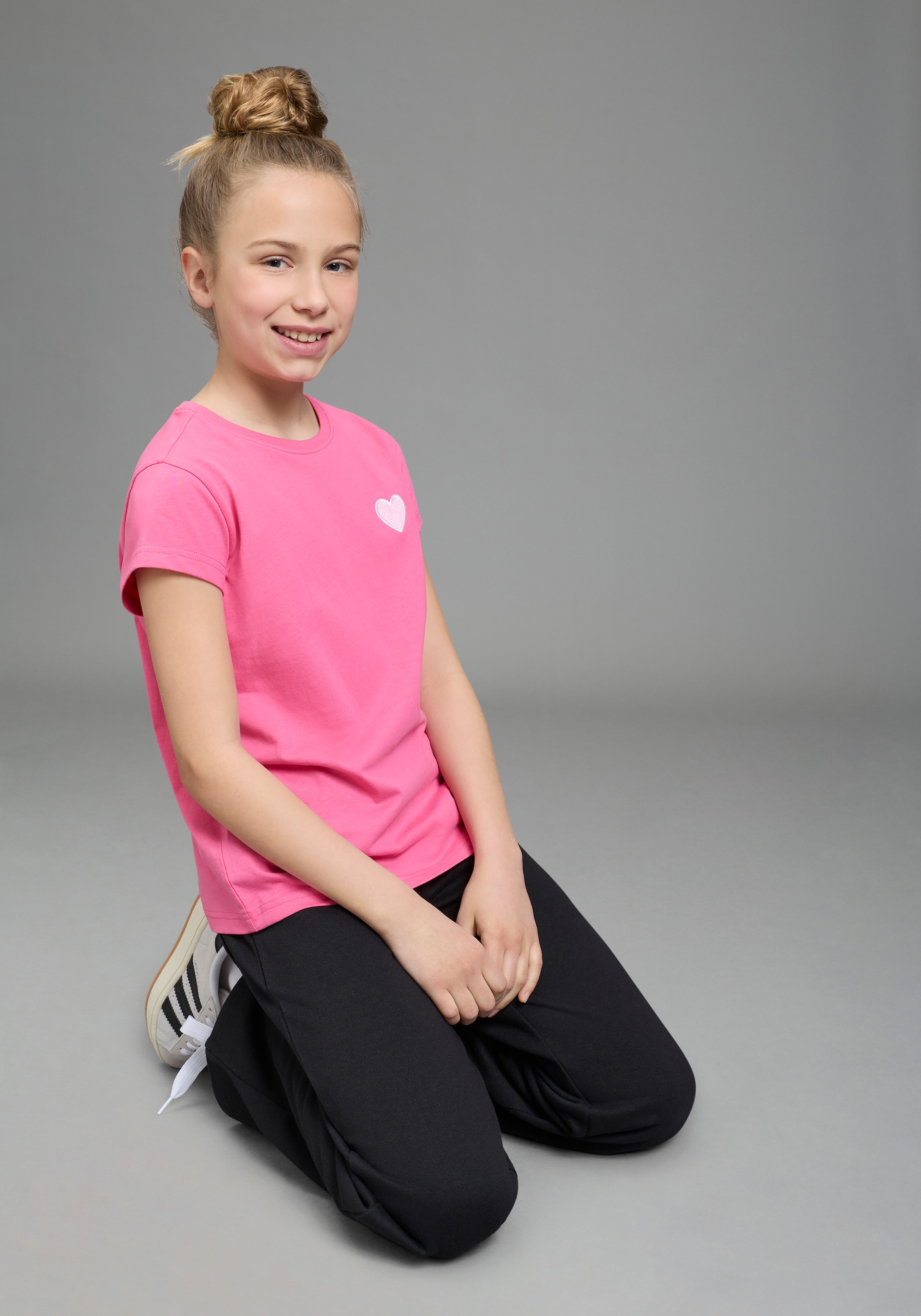 H.I.S T-Shirt »3er Pack H.I.S Shirts mit Stickerei für Mädchen« Packung, 3, 3 tlg. für Mädchen, Kurzarm, Basic Passform, aus Baumwolle