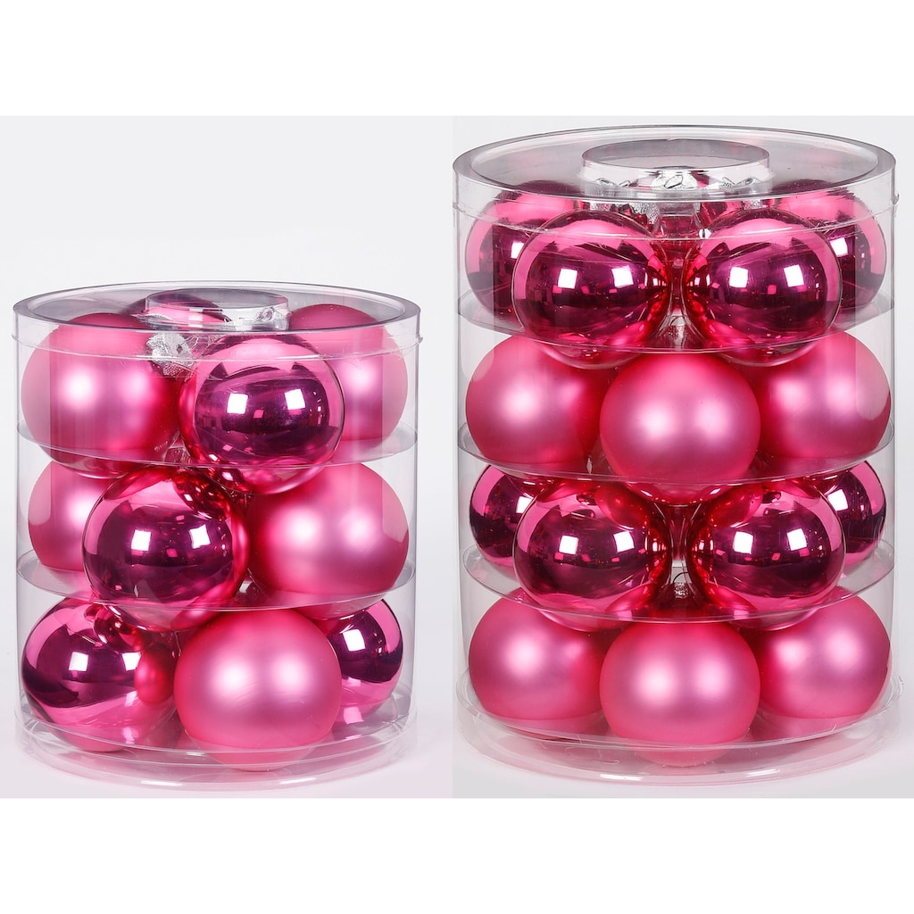 MAGIC by Inge Weihnachtsbaumkugel »Jelly Pink, Weihnachtsdeko, Christbaumschmuck, Christbaumkugeln Glas«, (Set, 32 St.)