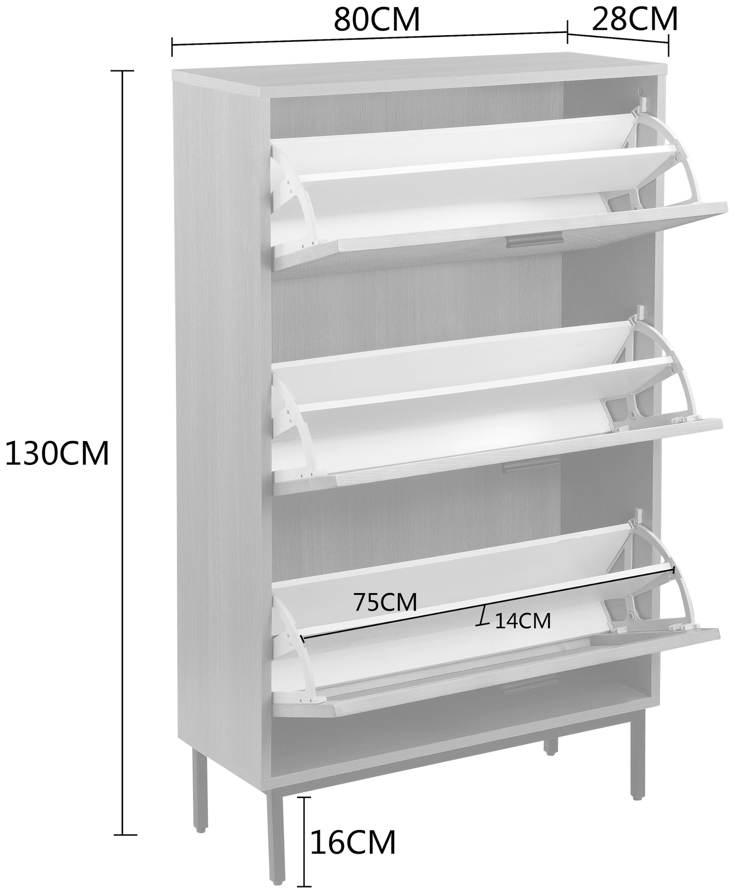 OTTO home Schuhschrank »Aubeline« aus massiver Esche, Metallgestell mit Pulverbeschichtung, Breite 80 cm