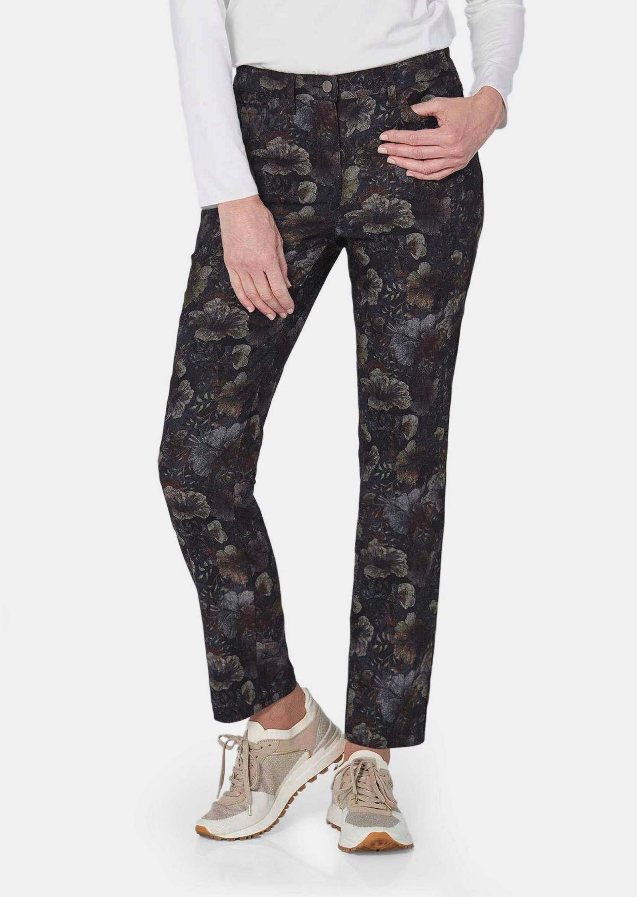 GOLDNER 2-in-1-Hose »Kurzgröße Druckhose CARLA mit Blumenmuster«