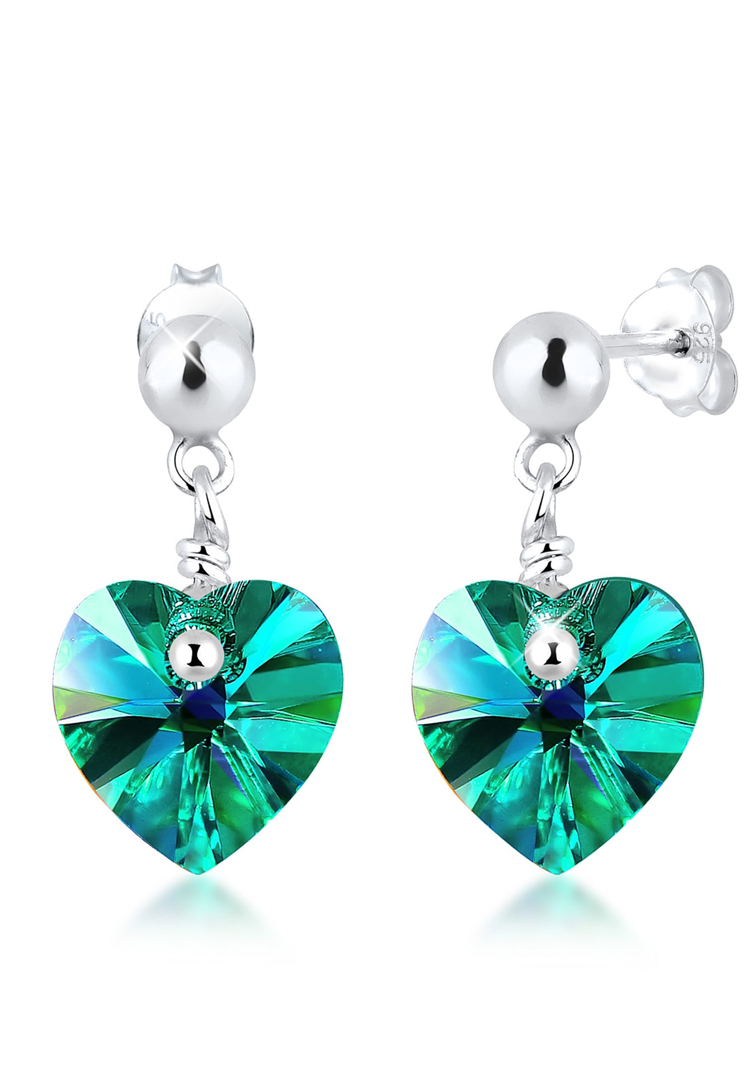 Elli Paar Ohrhänger »Ohrringe Blue Hearts Crystals 925 Sterling Silver«