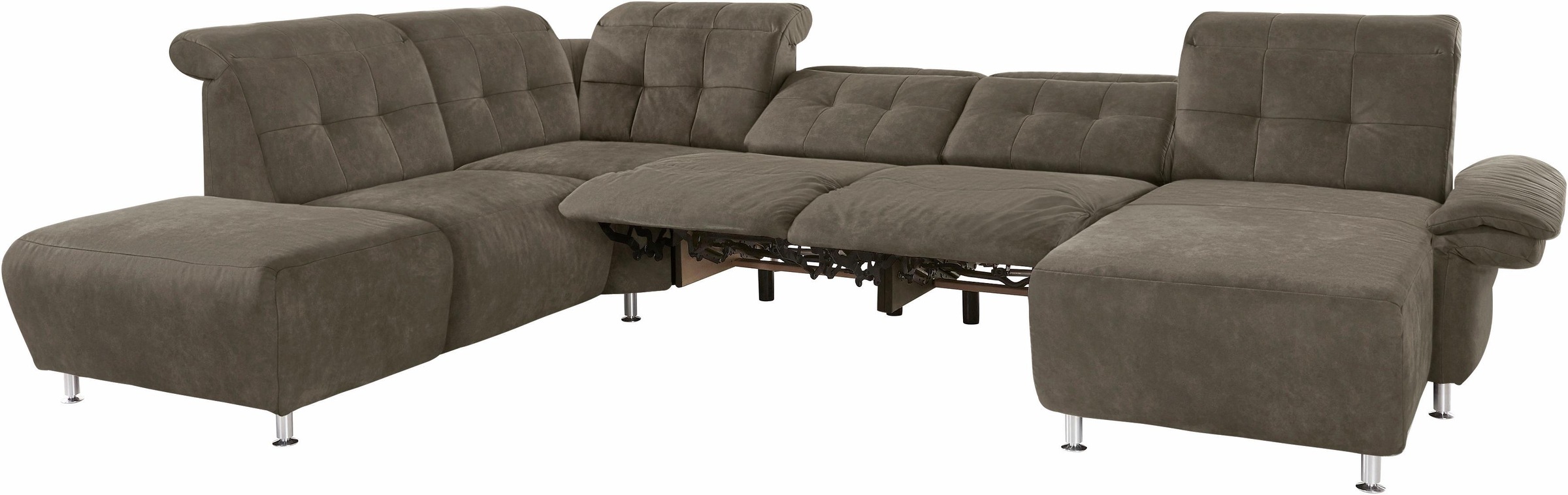 Places of Style Wohnlandschaft »Manhattan U-Form«, 2 Sitze mit elektrischer Relaxfunktion, verstellbare Armlehnen