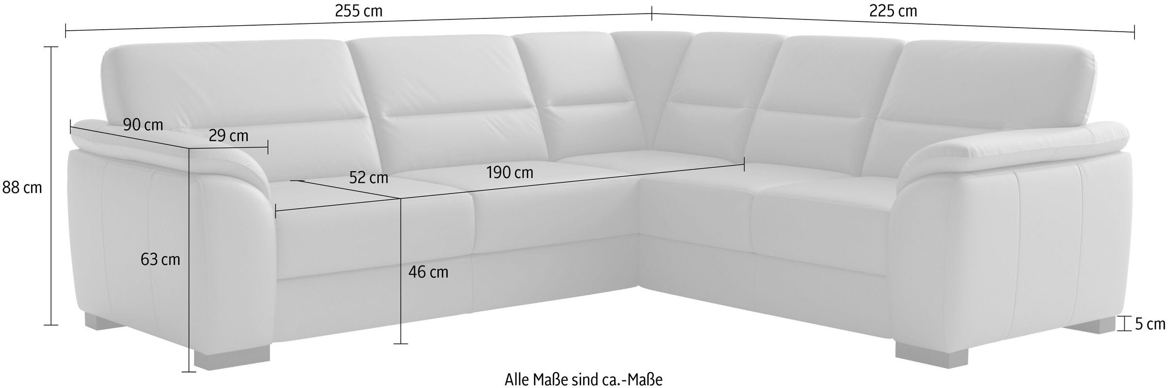 sit&more Ecksofa »Montego Leder, L-Form, B: 255cm« wahlweise mit Schlaffunktion und Schubkasten
