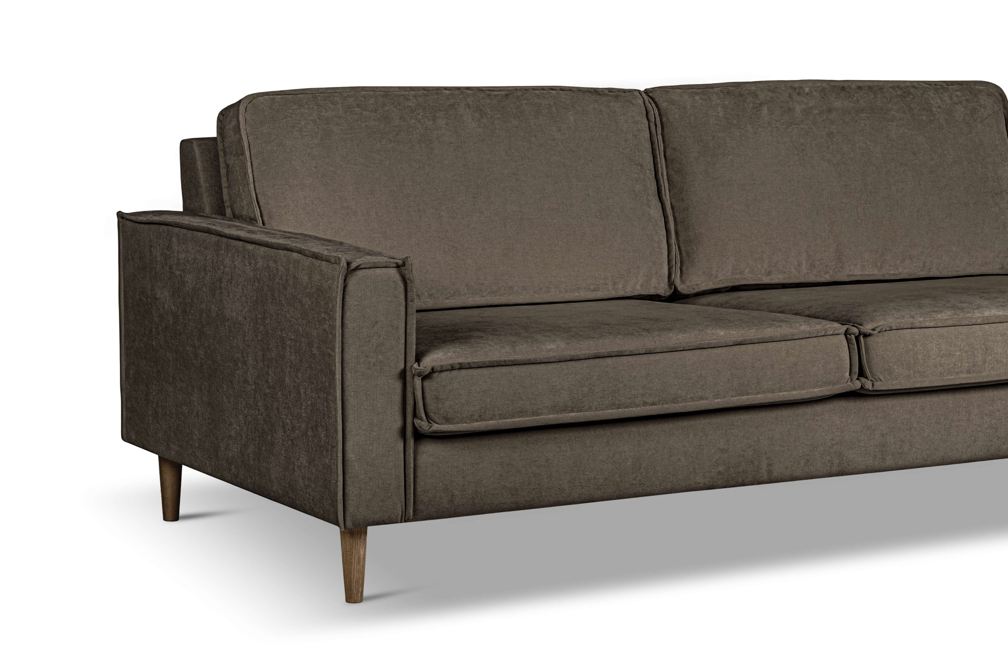 Home affaire 3-Sitzer »Pinto Skandi, 206 cm, Chenille, Struktur« mit Keder, Massivholzfüße Eiche geräuchert, Wellenunterfederung