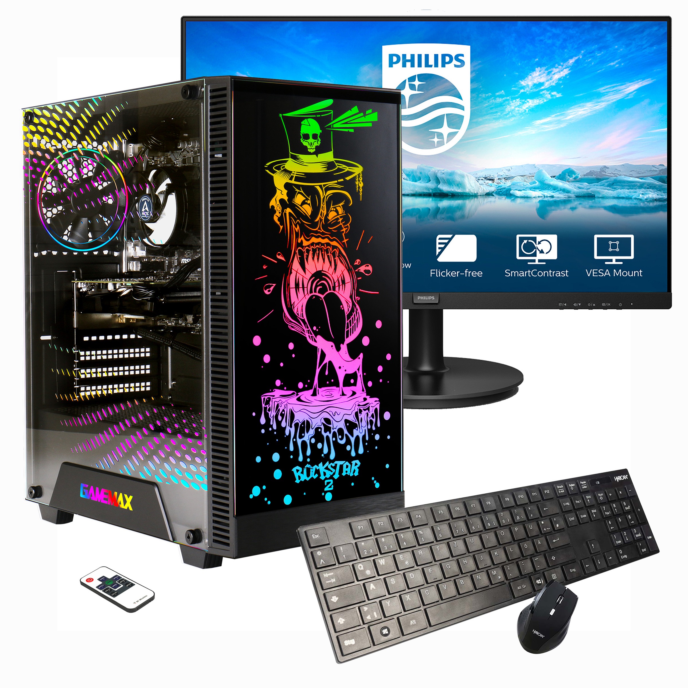 Hyrican Gaming-PC-Komplettsystem »Rockstar SET02168«, Windows 11, inklusive 24 Monitor Philips 241V8LA