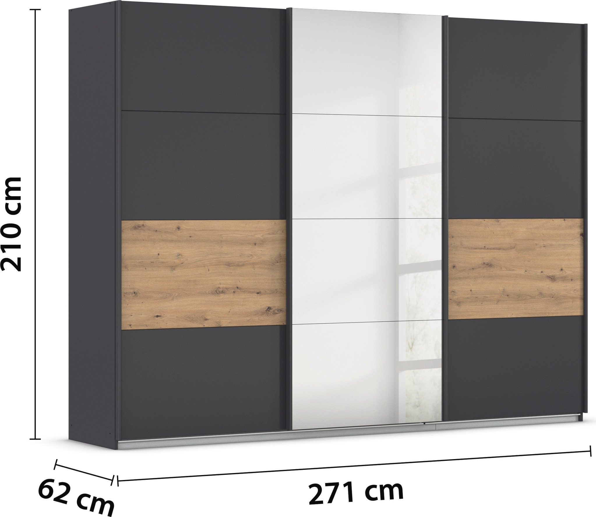 rauch Schwebetürenschrank »Schwebetürenschrank Kleiderschrank Schrank Garderobe CORTONA«, inkl. Inneneinteilung, 2 Stoffboxen und zusätzlichen Einlegeböden