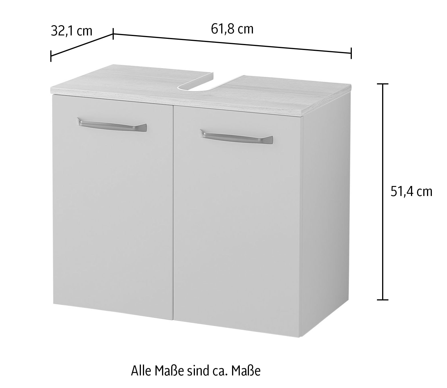 Saphir Waschbeckenunterschrank »Quickset 500, 2 Türen, Siphonausschnitt« Waschbeckenschrank inkl. Türdämpfer, Griffe in Schwarz
