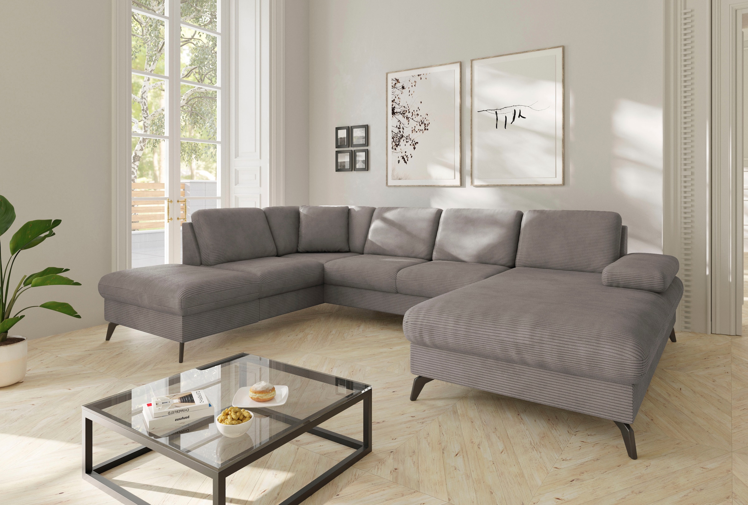 sit&more Wohnlandschaft »Morris Jubi U-Form«, inkl. Armteilfunktion und 1 Zierkissen, wahlweise mit Bettfunktion