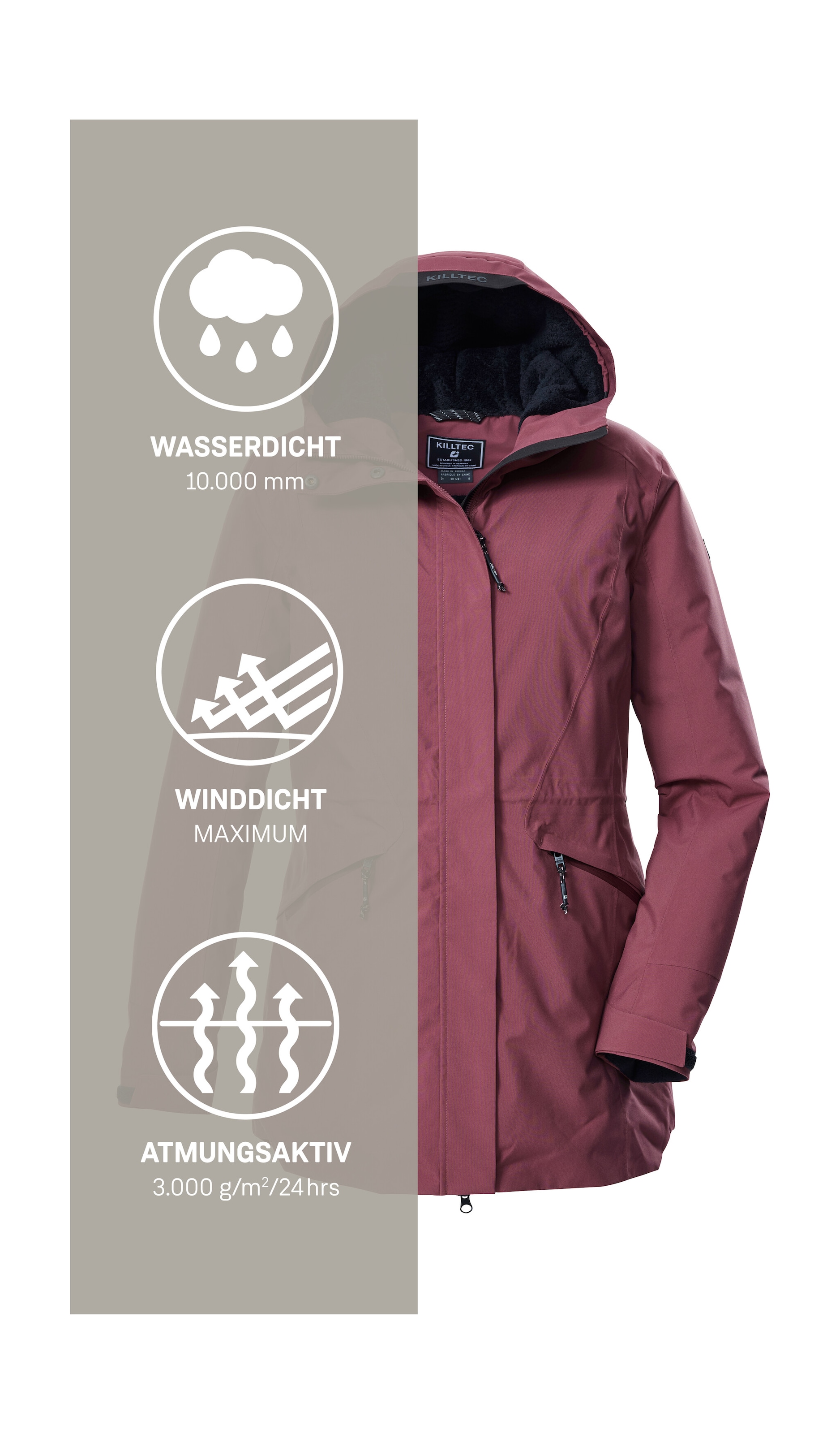 Killtec Parka »KOW 19 WMN PRK« Wasserdichter, atmungsaktiver Damenparka mit verstellbarer Kapuze