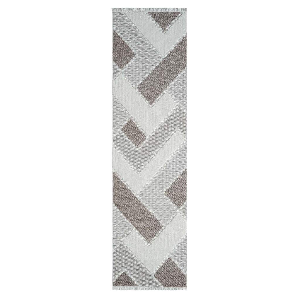 Carpet City Teppich »LINDO 8877«, rechteckig, 11 mm Höhe, Kurzflor, Hochtief-Muster/ 3D-Effekt, Fransen, Boho-Stil, Wohnzimmer