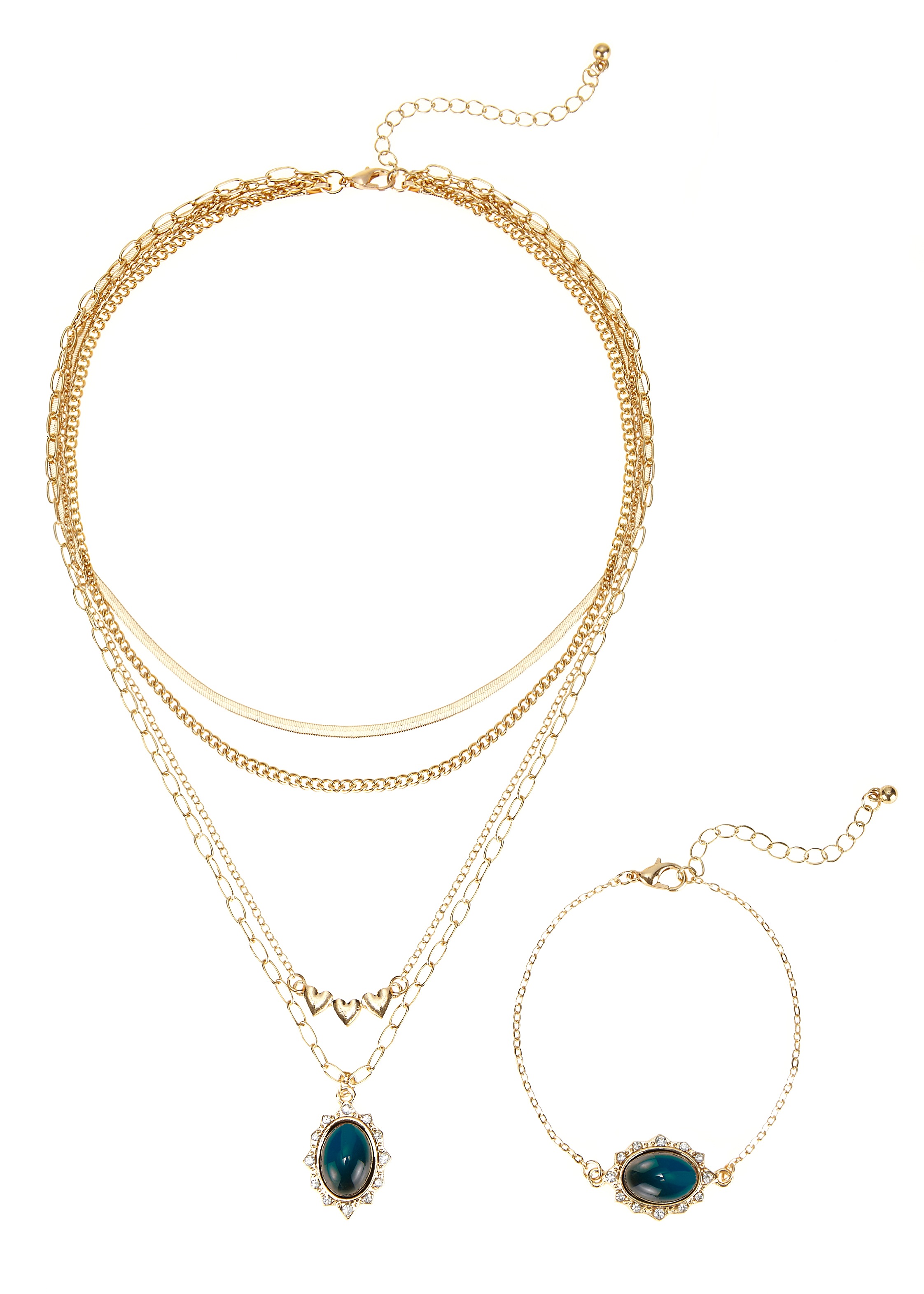 LASCANA Schmuckset, Kette und Armband mit Stimmungsanhänger