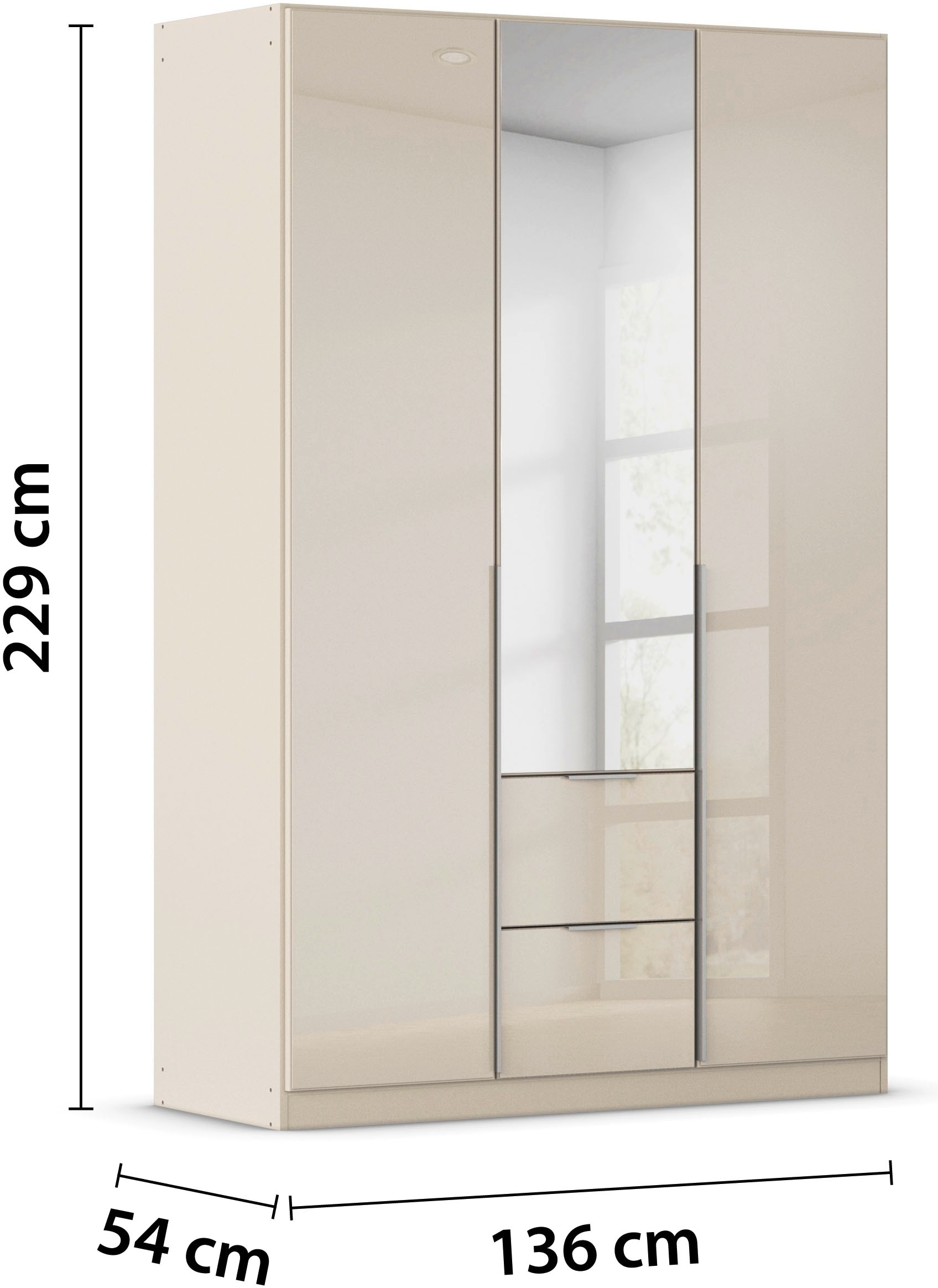 rauch Drehtürenschrank »Kleiderschrank Kleiderschränke Schrank Garderobe AGORDO mit Glasfront«, (in zwei Griff-Farben mit Glasfront), mit Außenschubkästen, in 6 Breiten und 2 Höhen MADE IN GERMANY
