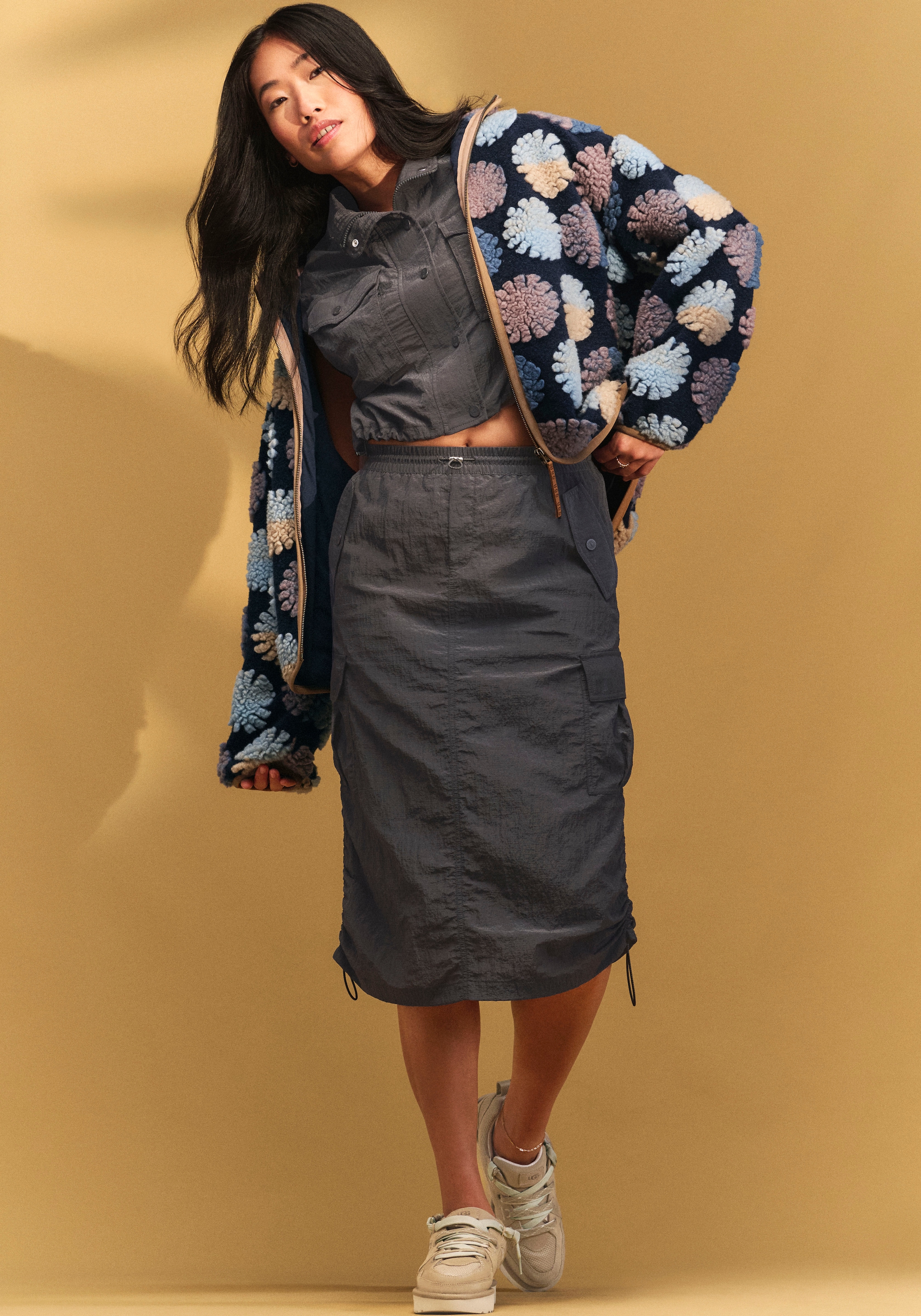 UGG Plüschjacke »Marlene UGGfluff Jacket Sun«, mit großem Allover-Muster