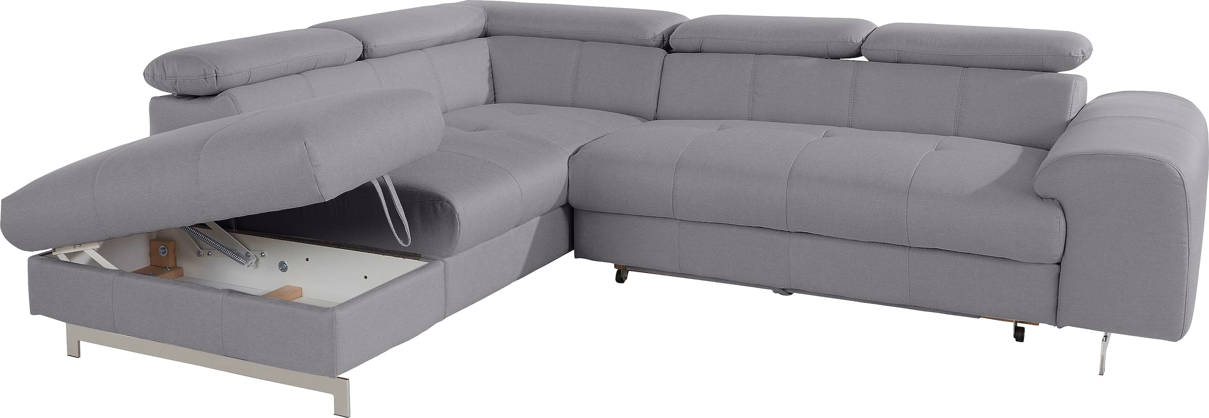 COTTA Polstergarnitur »Chef L-Form«, (Set, 2 tlg.), Set bestehend aus: Ecksofa mit Kopfteilverstellung & Hocker