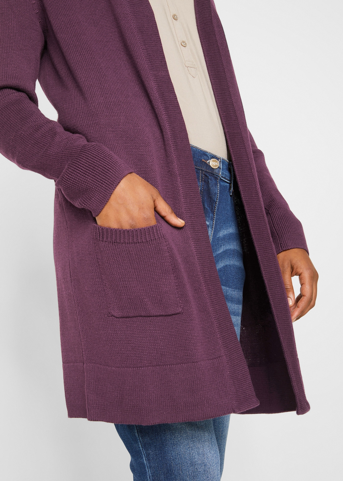 bonprix Longstrickjacke 1 tlg. Oversize-Passform, kuschelig weicher Strick, ohne Verschluss