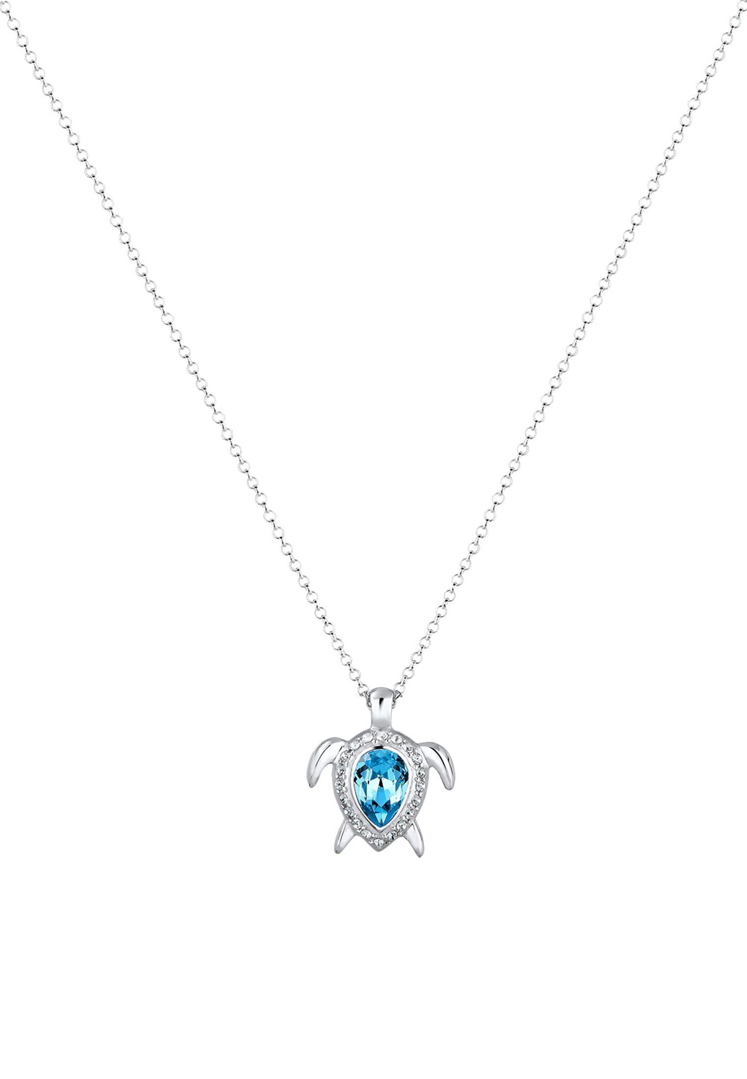 Elli Silberkette »Halskette Schildkröte Hellblau 925 Sterling Silber, mit Kristallen von Swarovski®«