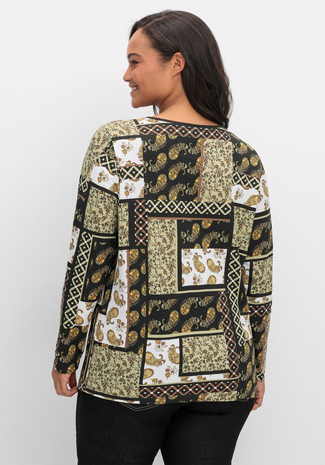 Sheego Langarmshirt »Langarmshirt im Patchwork-Mustermix«, im Patchwork-Mustermix
