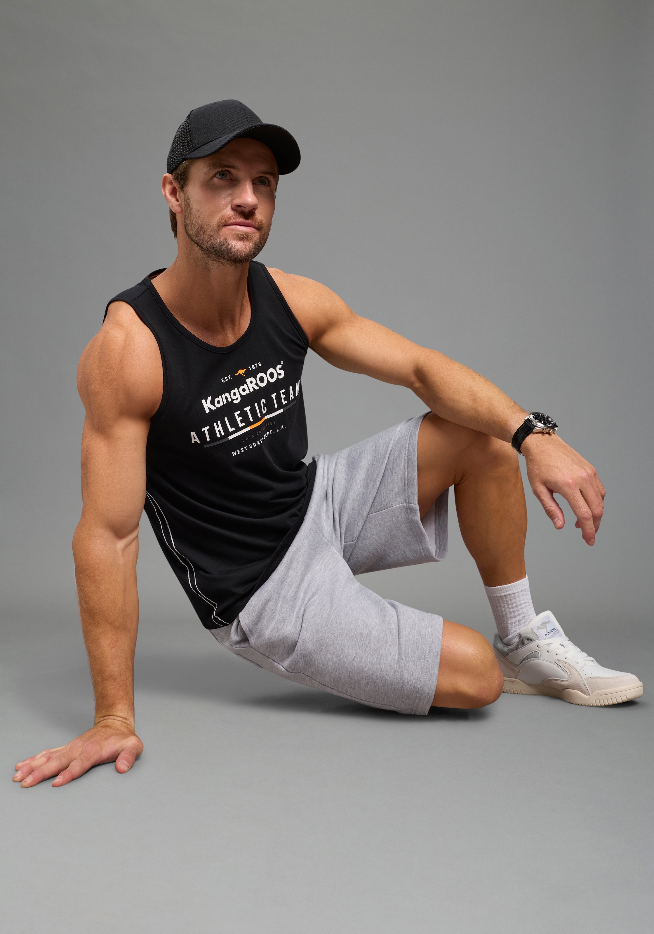 KangaROOS Tanktop schmal geschnitten, ärmellos, aus Baumwolle, Single Jersey