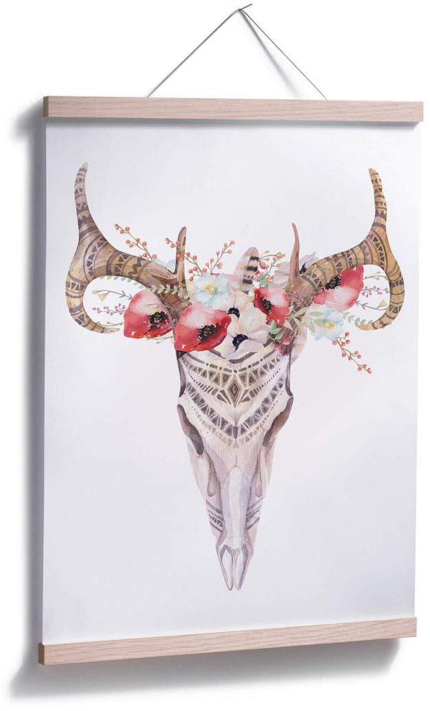Tiere, »Boho Hirsch Poster, Blumen«, Geweih im Online Wall-Art Shop Wandbild, Wandposter (1 Poster OTTO St.), Bild,