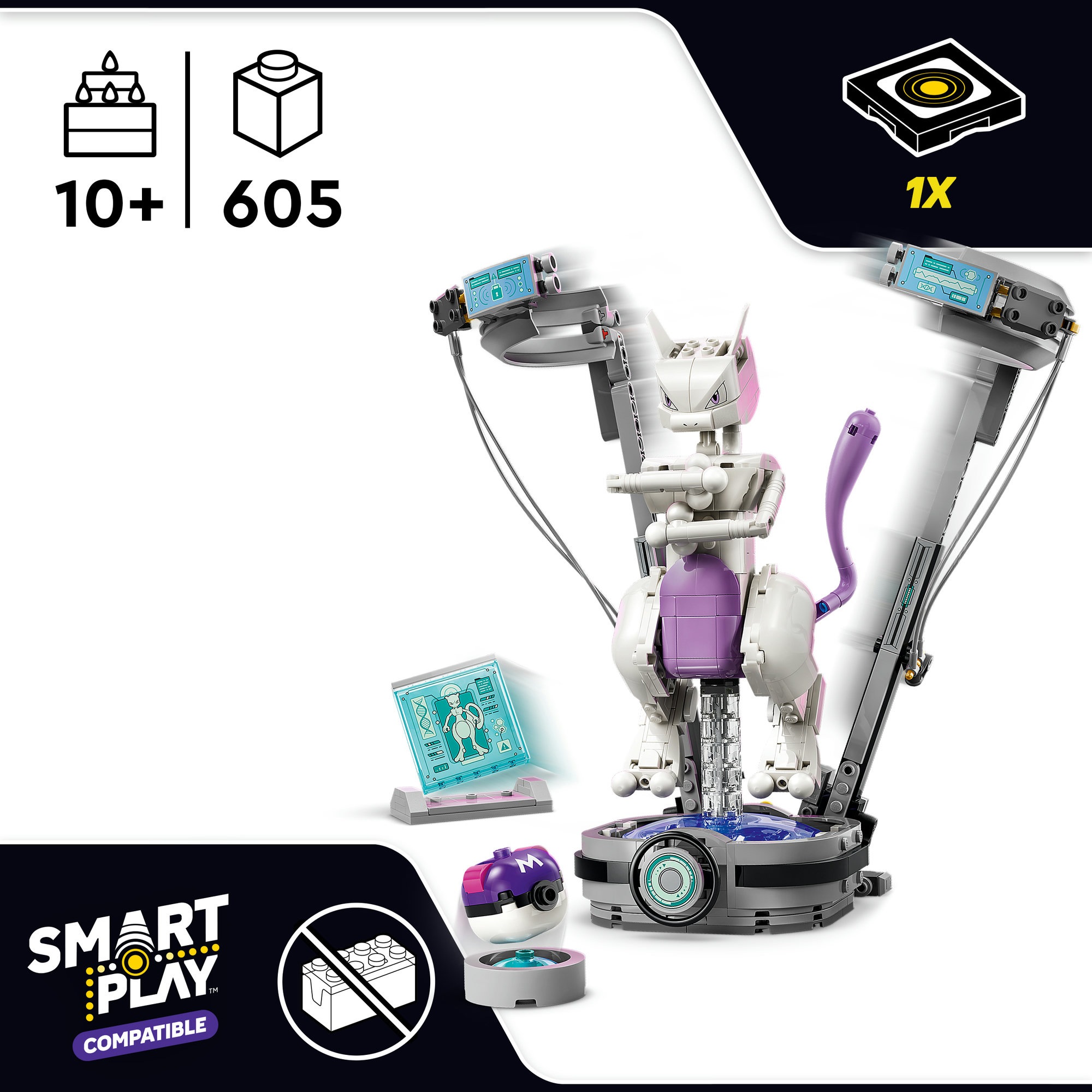 LEGO® Konstruktionsspielsteine »SMART Play: Mewtus Ausbruch aus dem Labor (72163), LEGO Pokémon« Mit SMART Brick kombatibel (nicht im Lieferumfang enthalten)