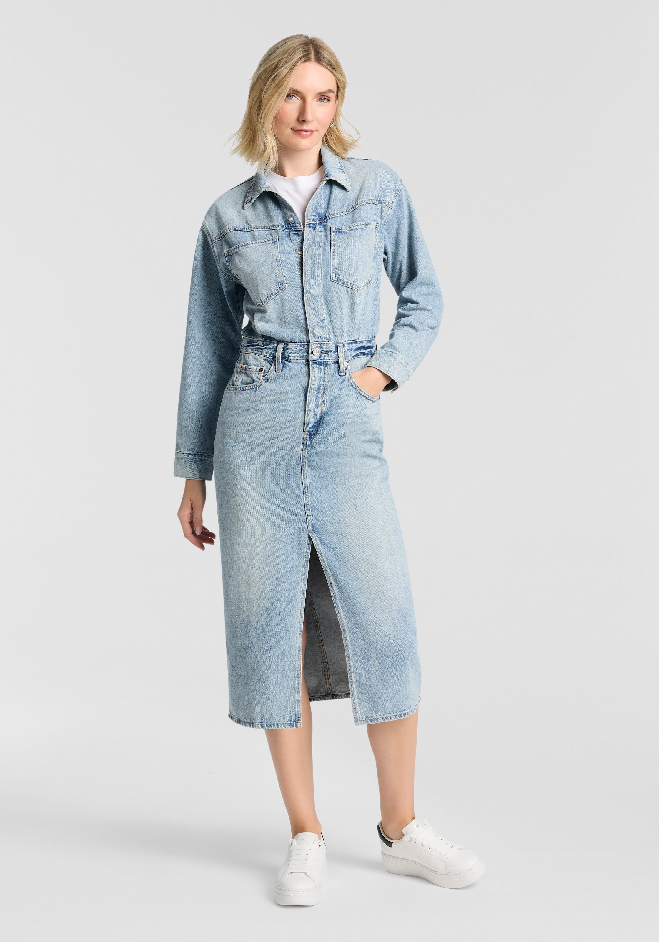 Levi's® Jeanskleid »WESTERN DENIM MID«, Denim-Midi-Hemdkleid