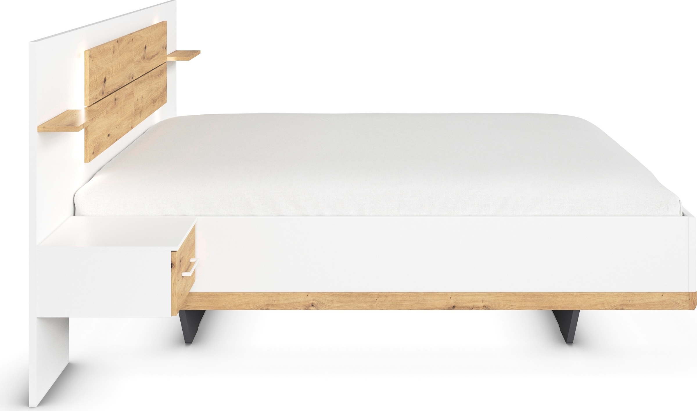 rauch Bettanlage »Bett Doppelbett Komfortbett Funktionsbett BOSTON-EXTRA« Set, Liegeflächen 160 cm oder 180 cm, 3 tlg. tlg. Mit warmer Kopfteil-Beleuchtung, 2x Hänge-Nachttische MADE IN GERMANY