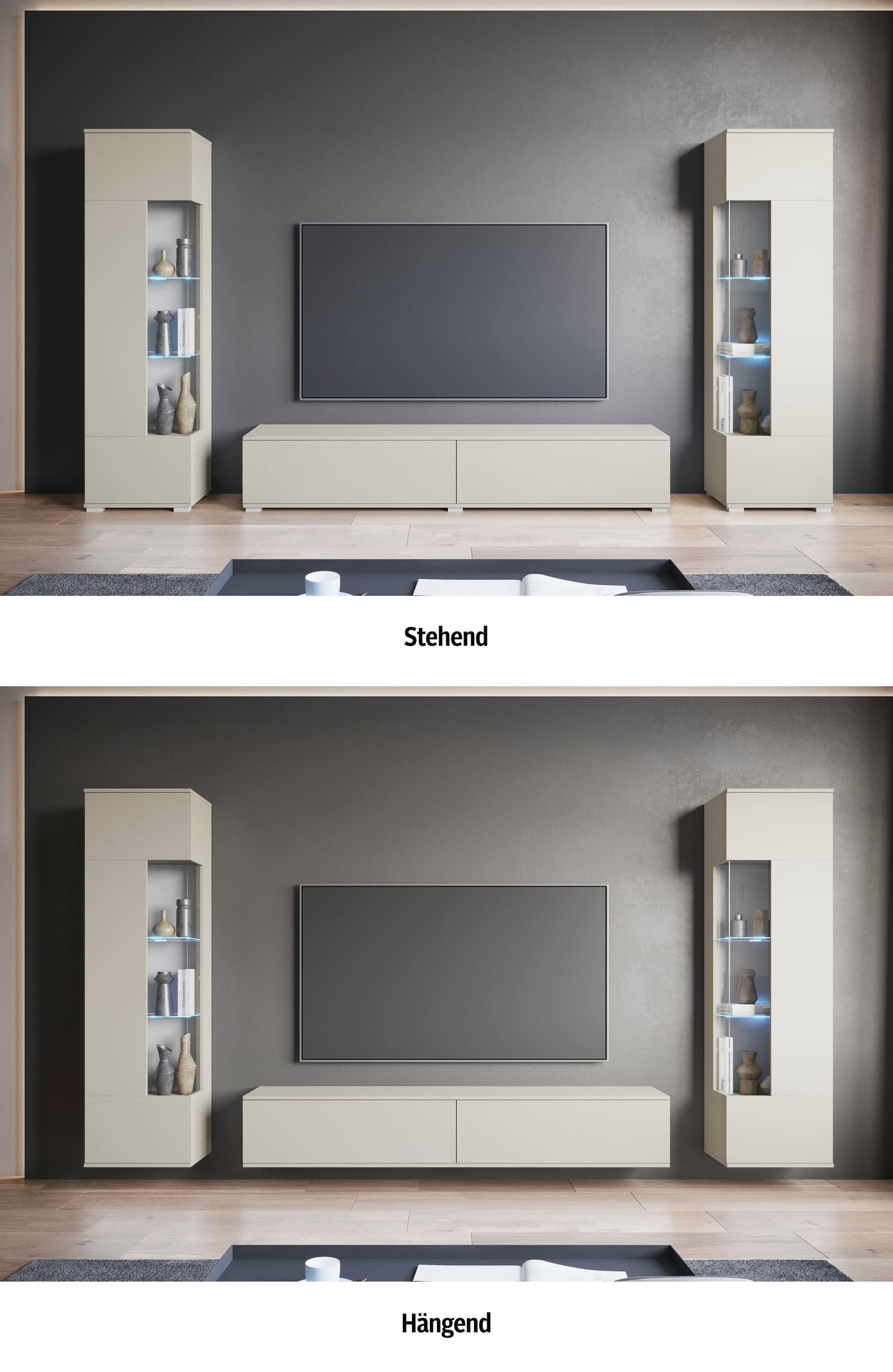 OTTO home Wohnwand »Kenia, Vitrine Türanschlag links/rechts wechselbar« 3 Stk. tlg.