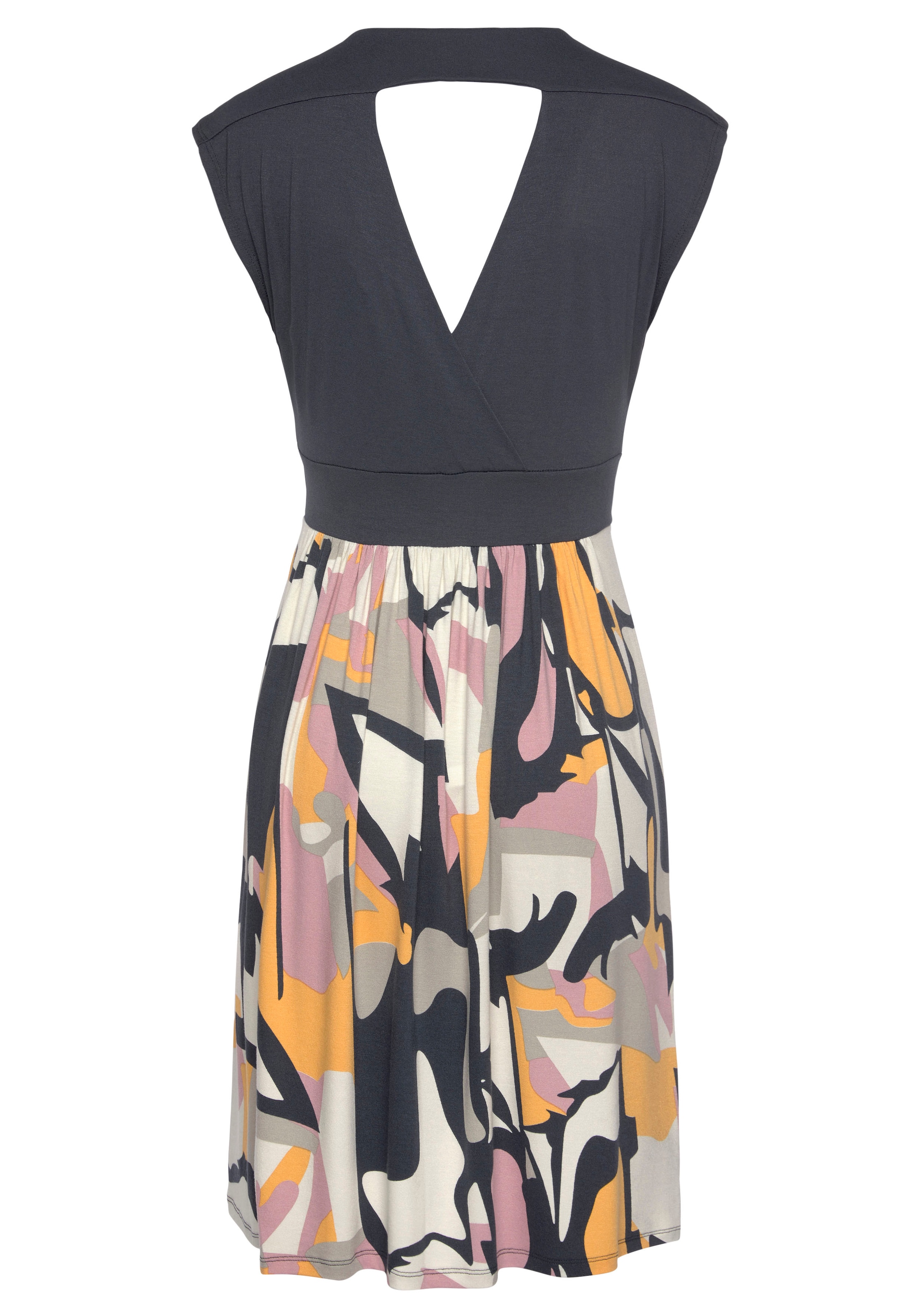 LASCANA Sommerkleid mit Rückenausschnitt in Wickeloptik, kurzes Strandkleid