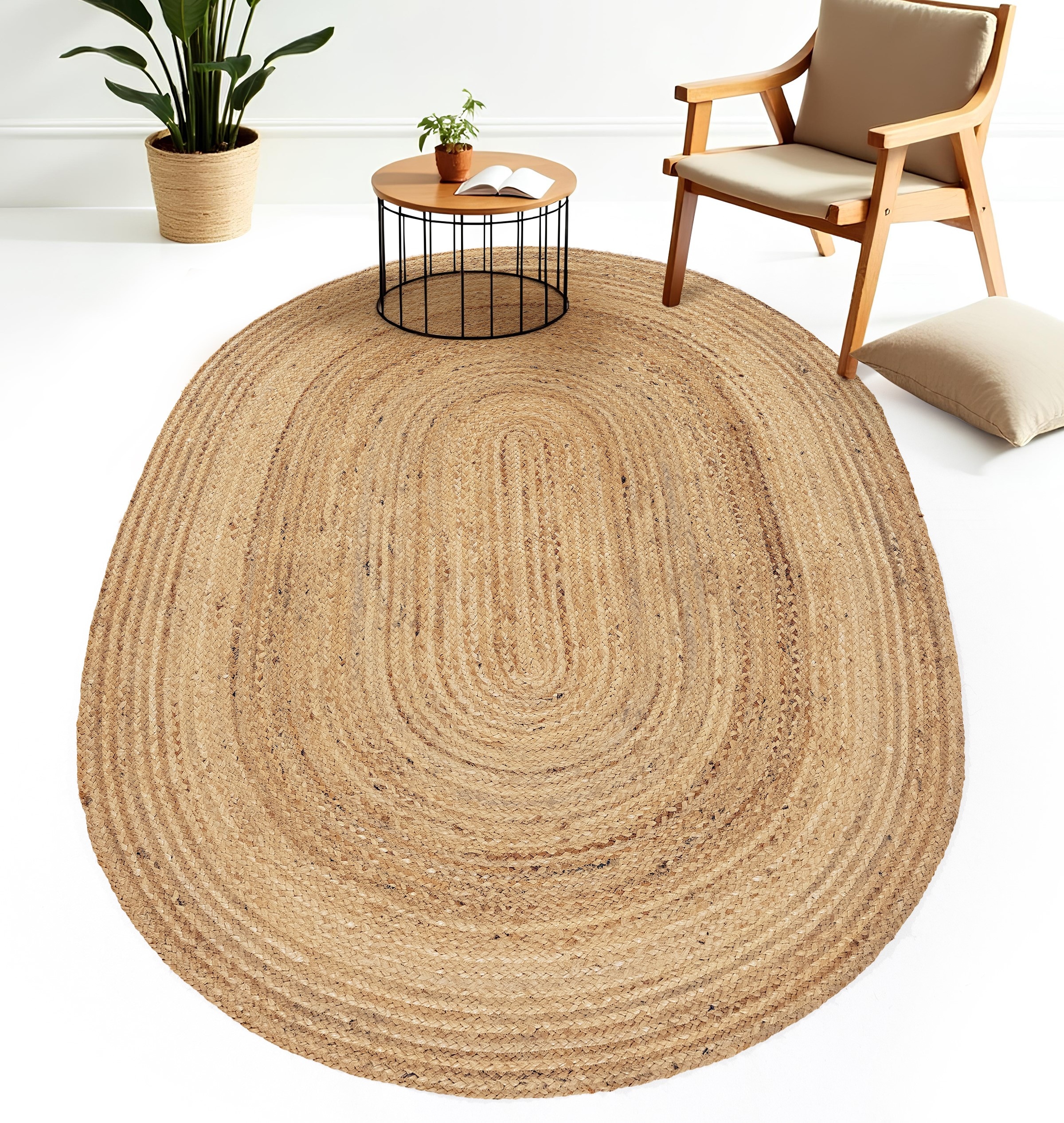 carpetfine Teppich »Nele Juteteppich Naturfaser«, rund, 6 mm Höhe, geflochtener Wendeteppich aus 100%Jute, in rund und oval, viele Größen