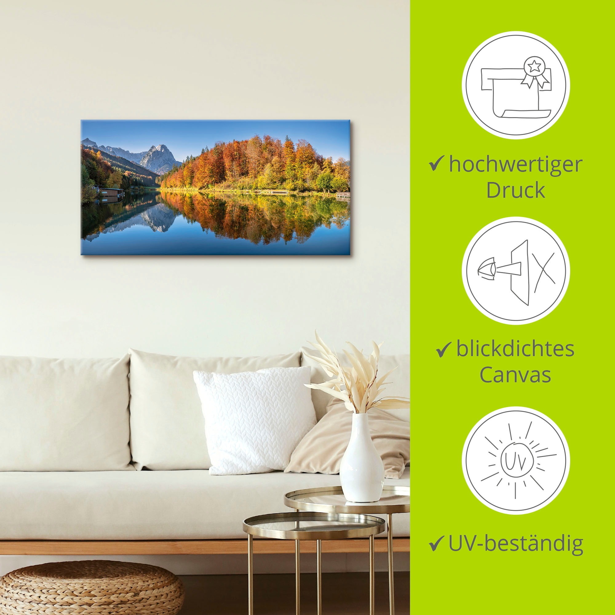 Artland Leinwandbild »Riessersee Bayern« Seebilder 1 Stk. tlg. auf Holzrahmen gespannt