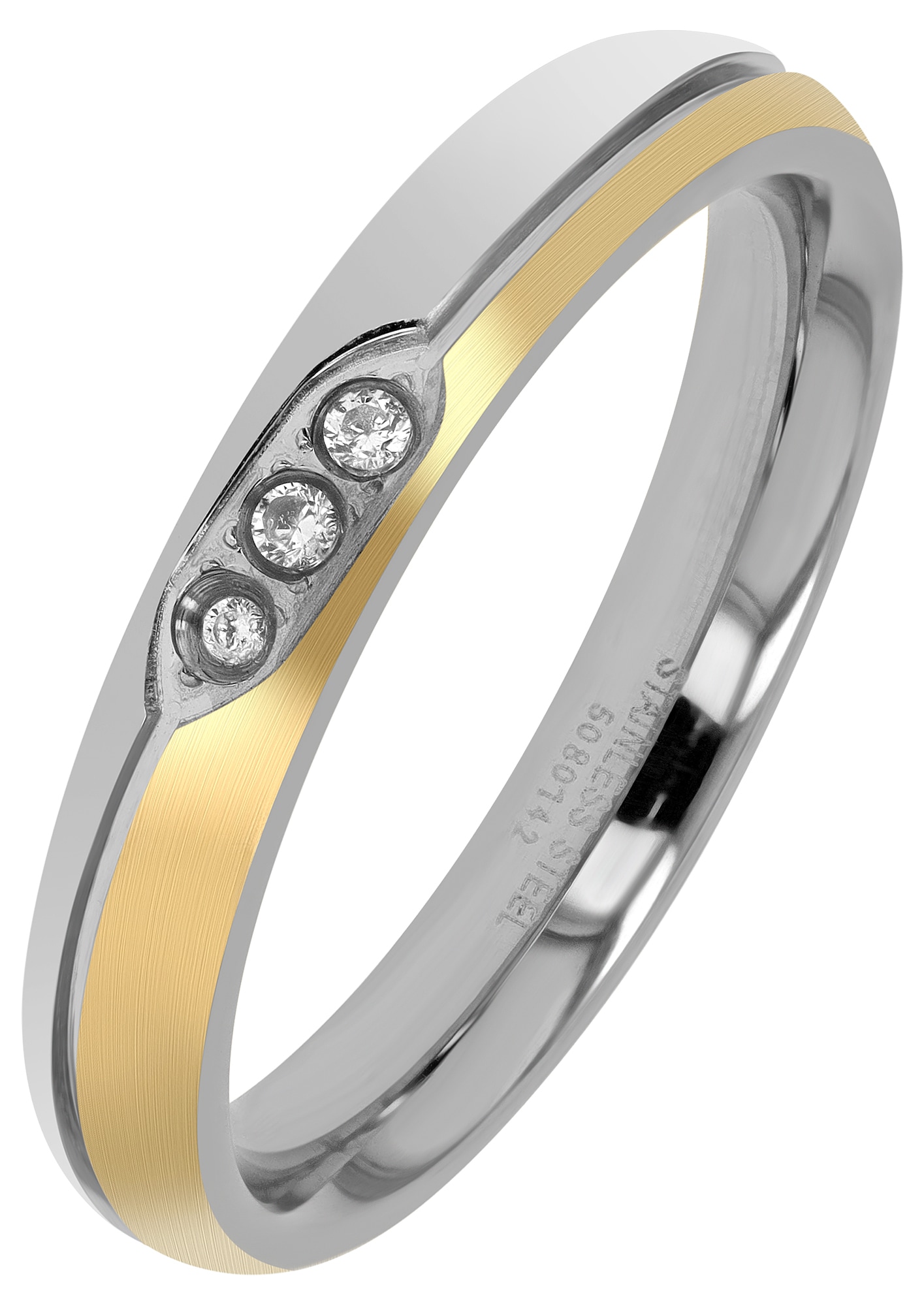 Adelia´s Fingerring »Damen Ring aus Edelstahl mit Strass Steinchen«