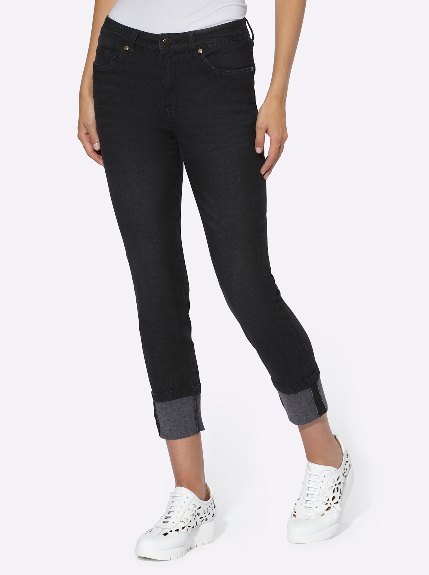 Heine Damen 7/8-Jeans 1 Stk. tlg. in schwarz, Größe 44