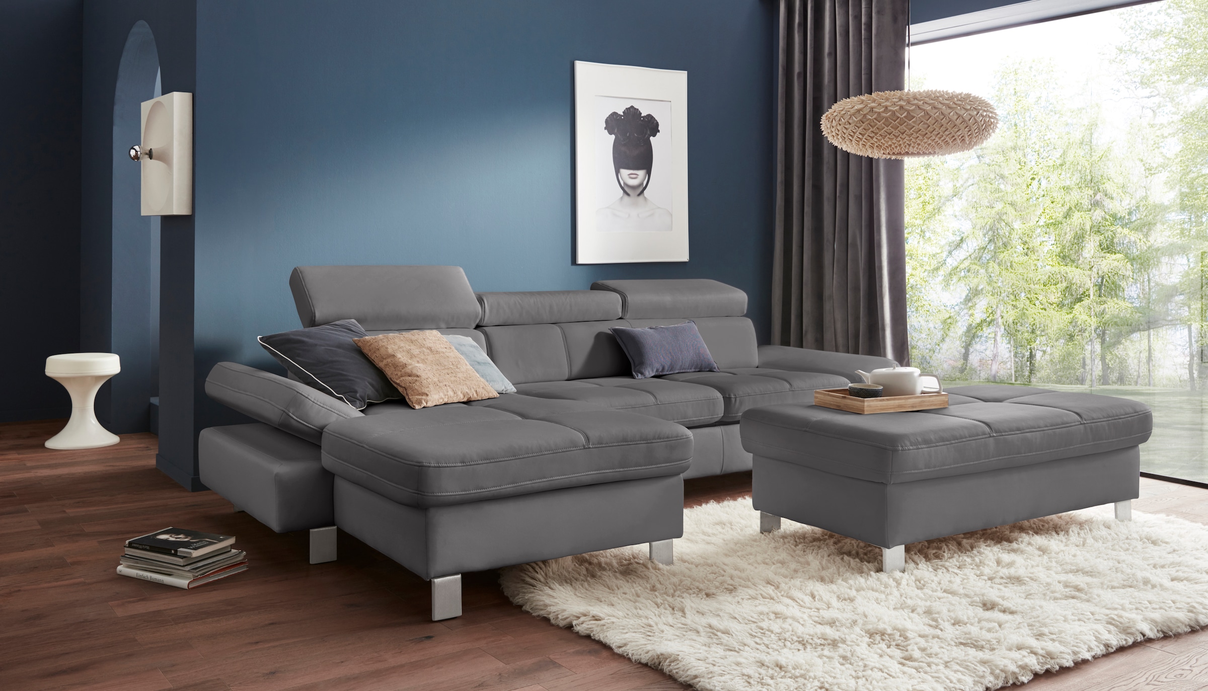 exxpo - sofa fashion Ecksofa »Fiji, hochwertige Detailverarbeitung im Sitz und Rücken, L-Form«, bequem durch Kopf- und Armteilverstellung, wahlweise mit Bettfunktion