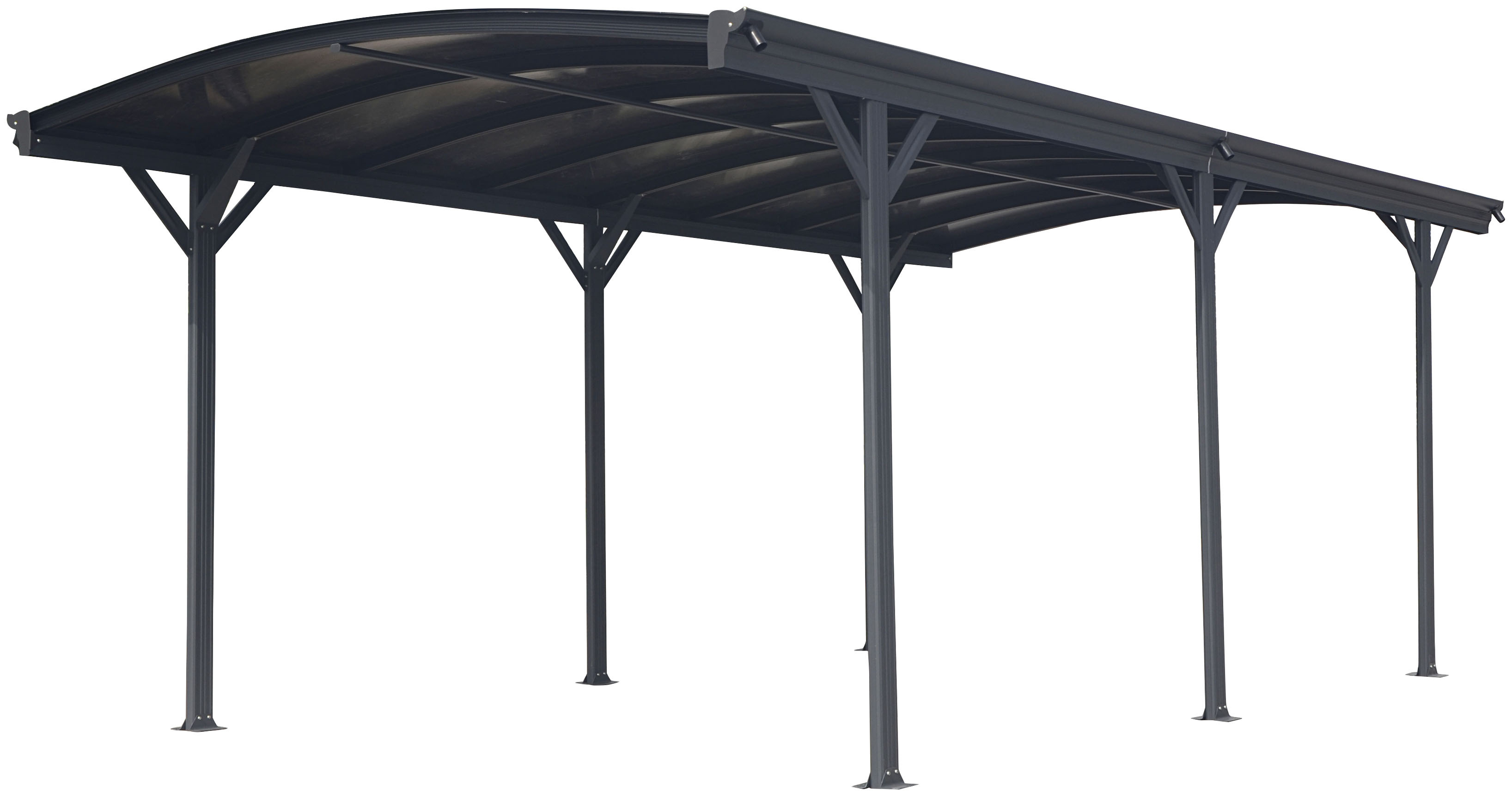 Westmann Einzelcarport »Rundbogen« Aluminium 276 cm Anthrazit aus Aluminium in grau, Größe B/H/T: 300 cm x 206 cm x 576 cm