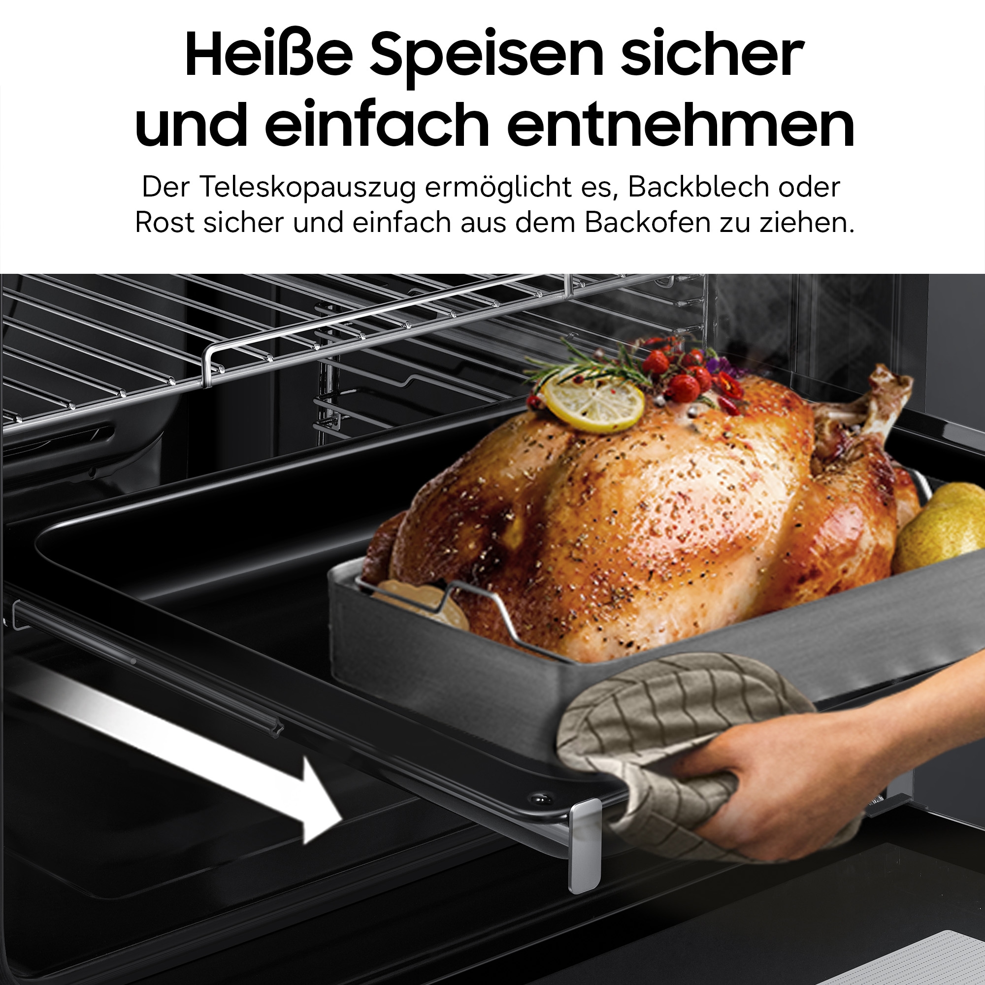 Samsung Elektro-Herd-Set »F-NB69R3301RS« mit 1-fach-Teleskopauszug Herd-Set mit SCHOTT CERAN® Kochfläche  & bequemen Teleskopvollauszug