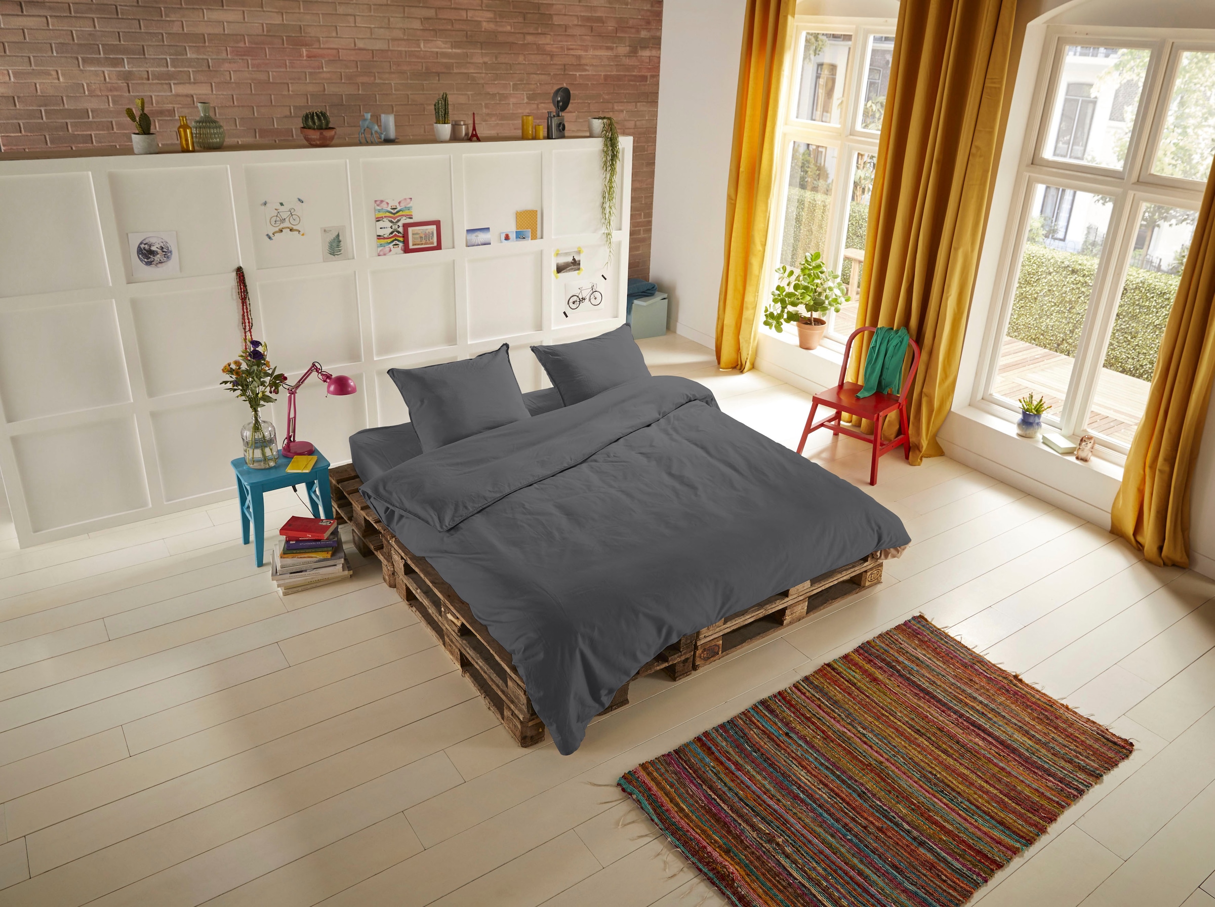 hip Bettwäsche »Hip Uni«, 100% Baumwolle, Mako-Satin, 135x200, Unifarben Weiß, Reißverschluss