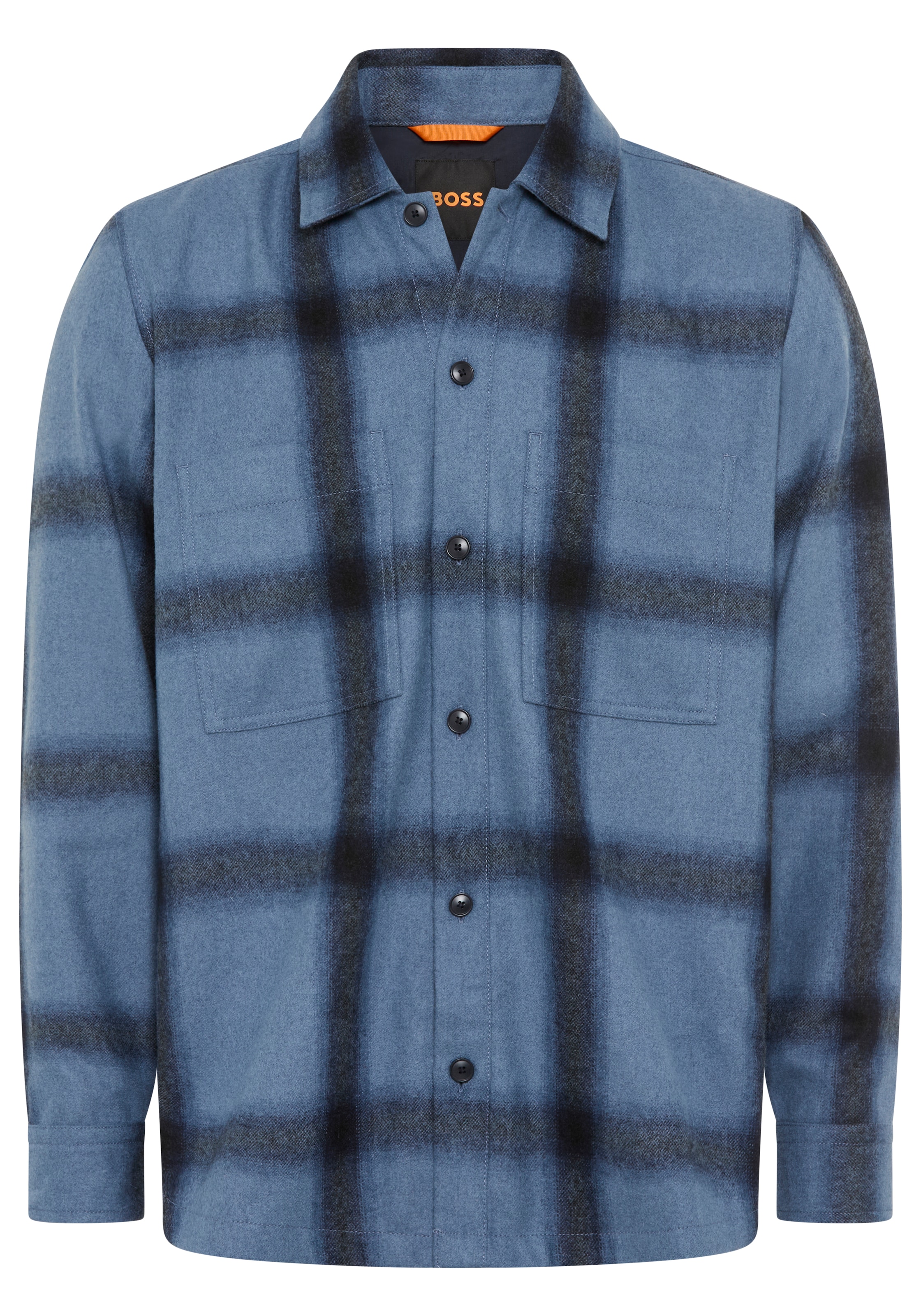 BOSS ORANGE Langarmhemd »Locky« melierte Wollmischung, Karo-Design, oversize fit