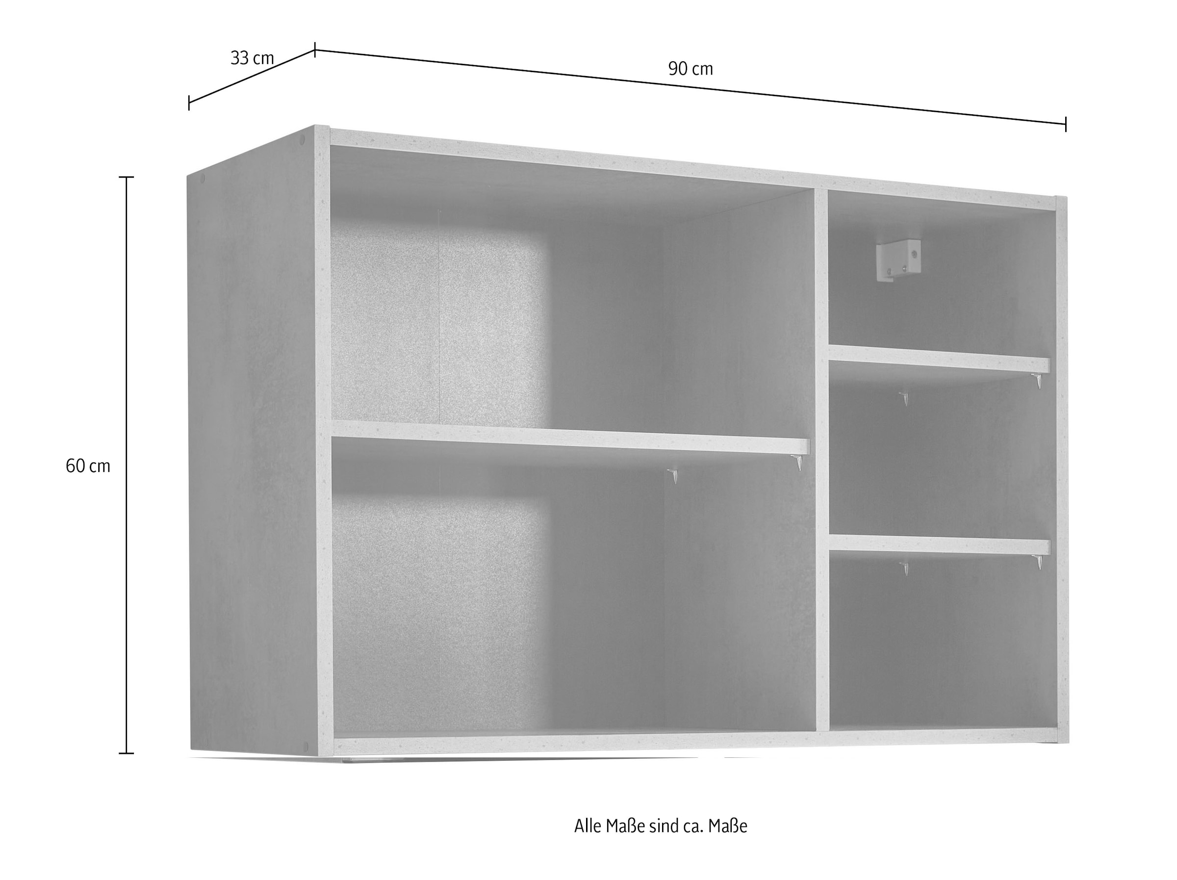 BASIC by Balculina Küchenregal »Sanibel Küchenschrank Regale BxHxT 90 x 60 x 33 cm«, (1 St.), Breite 90 cm, mit 5 offenen Fächern