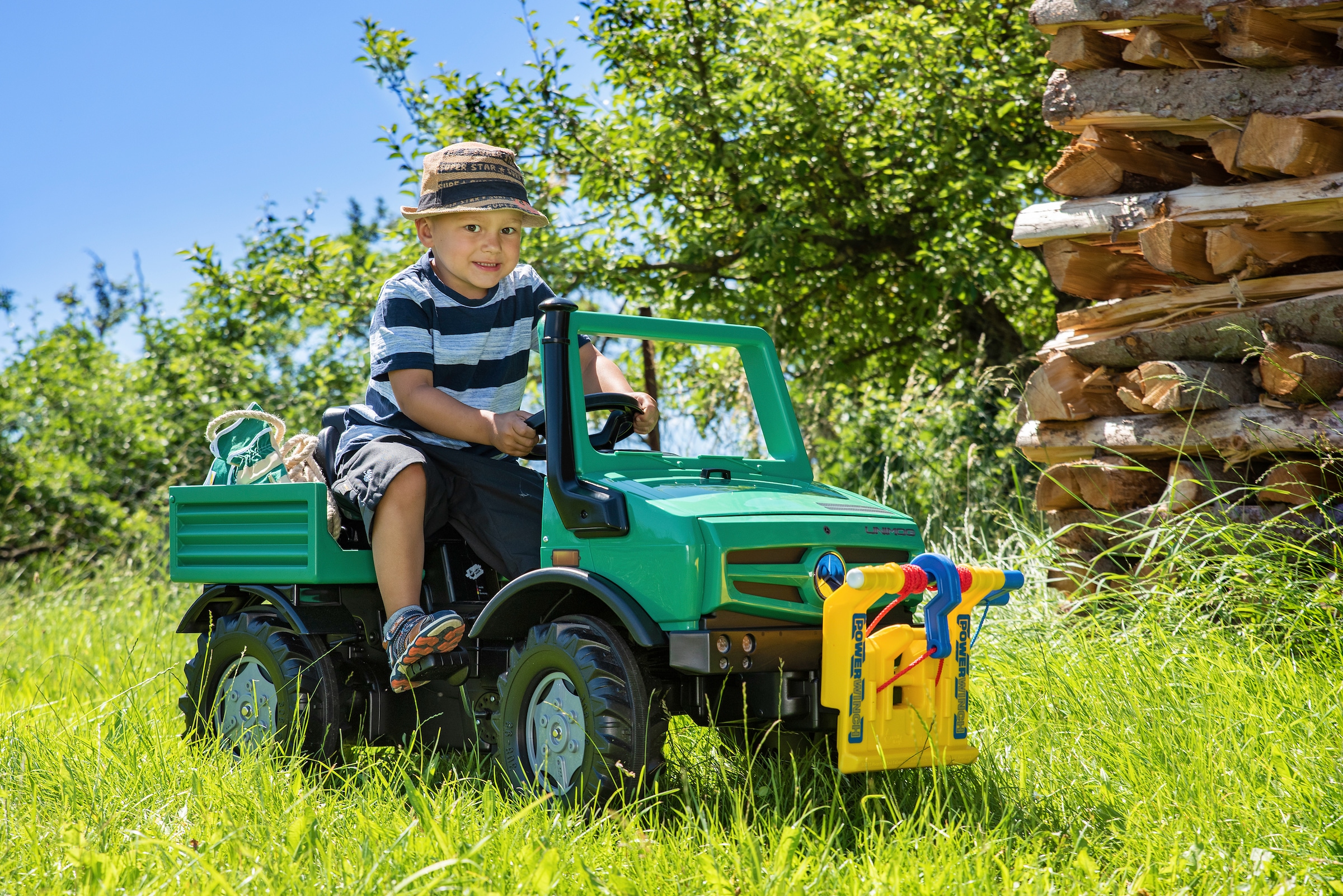 rolly toys® Tretfahrzeug »rollyUnimog Forst«, inkl. Seilwinde