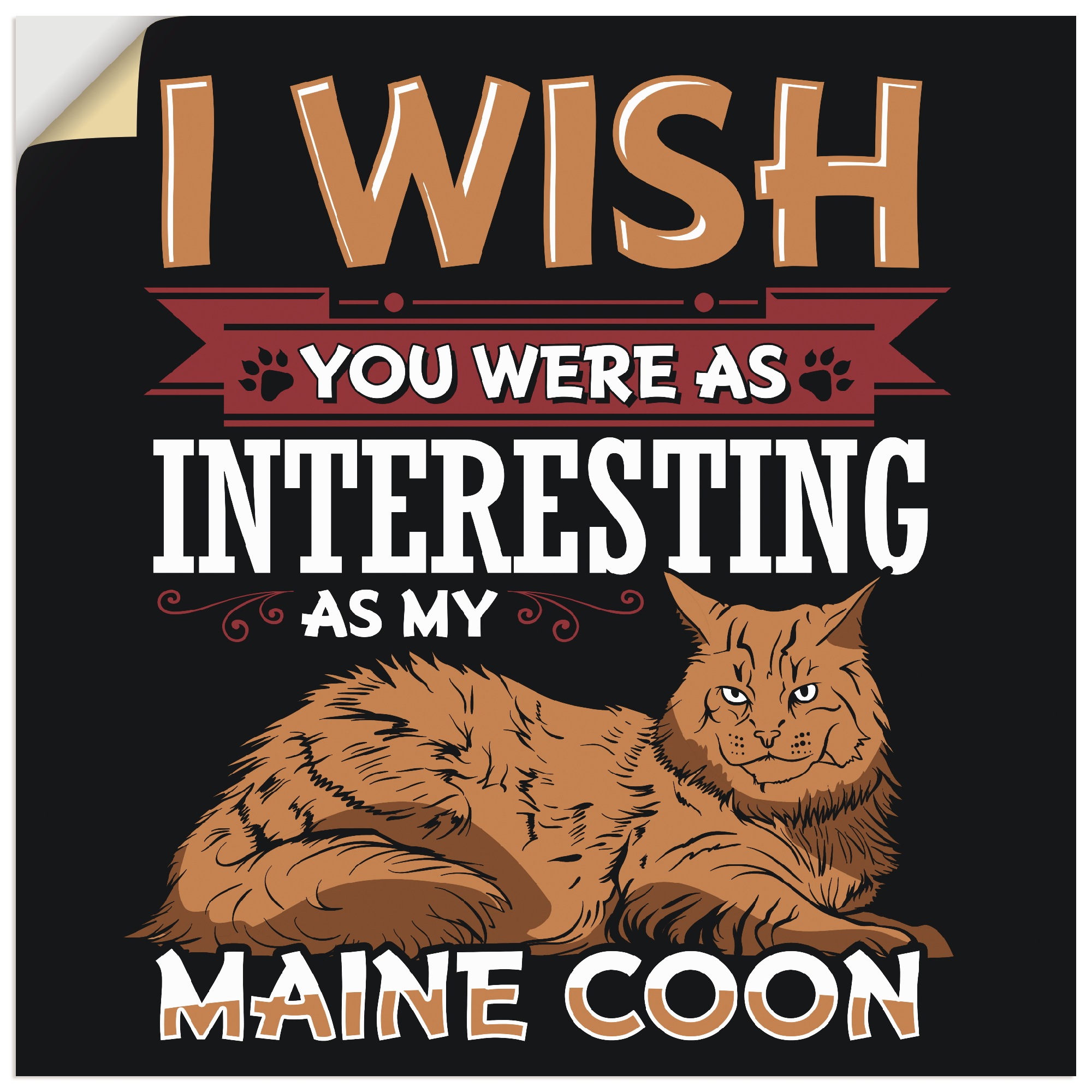 Artland Wandbild »Maine Coon«, Humor, (1 St.), in vielen Größen & Produktarten - Alubild / Outdoorbild für den Außenbereich, Leinwandbild, Poster, Wandaufkleber / Wandtattoo auch für Badezimmer geeignet