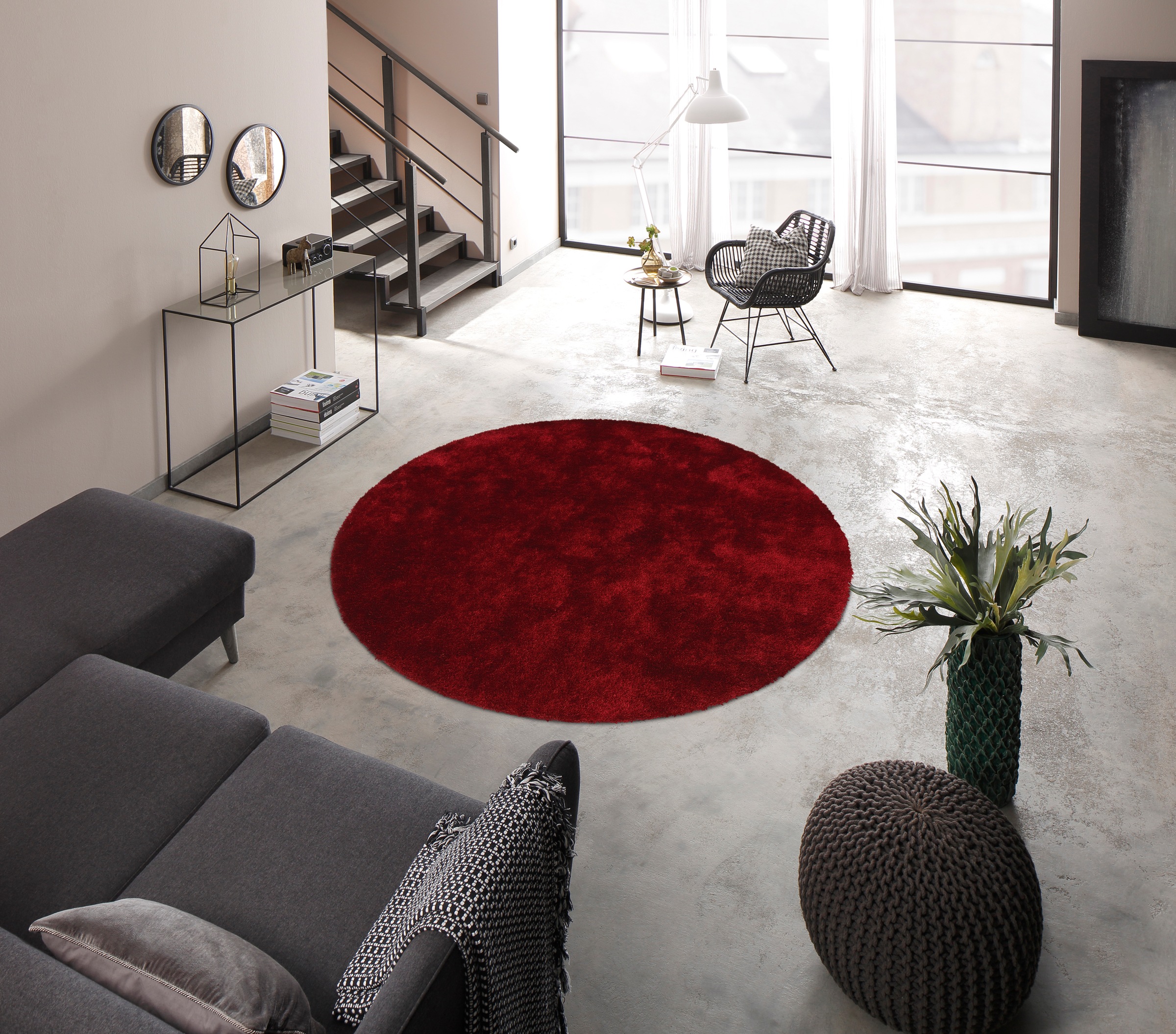 Bruno Banani Hochflor-Teppich »Dana Teppich, Kundenliebling«, rund, 30 mm Höhe, unifarben, Mikrofaser Teppiche, Wohnzimmer, Schlafzimmer, Esszimmer
