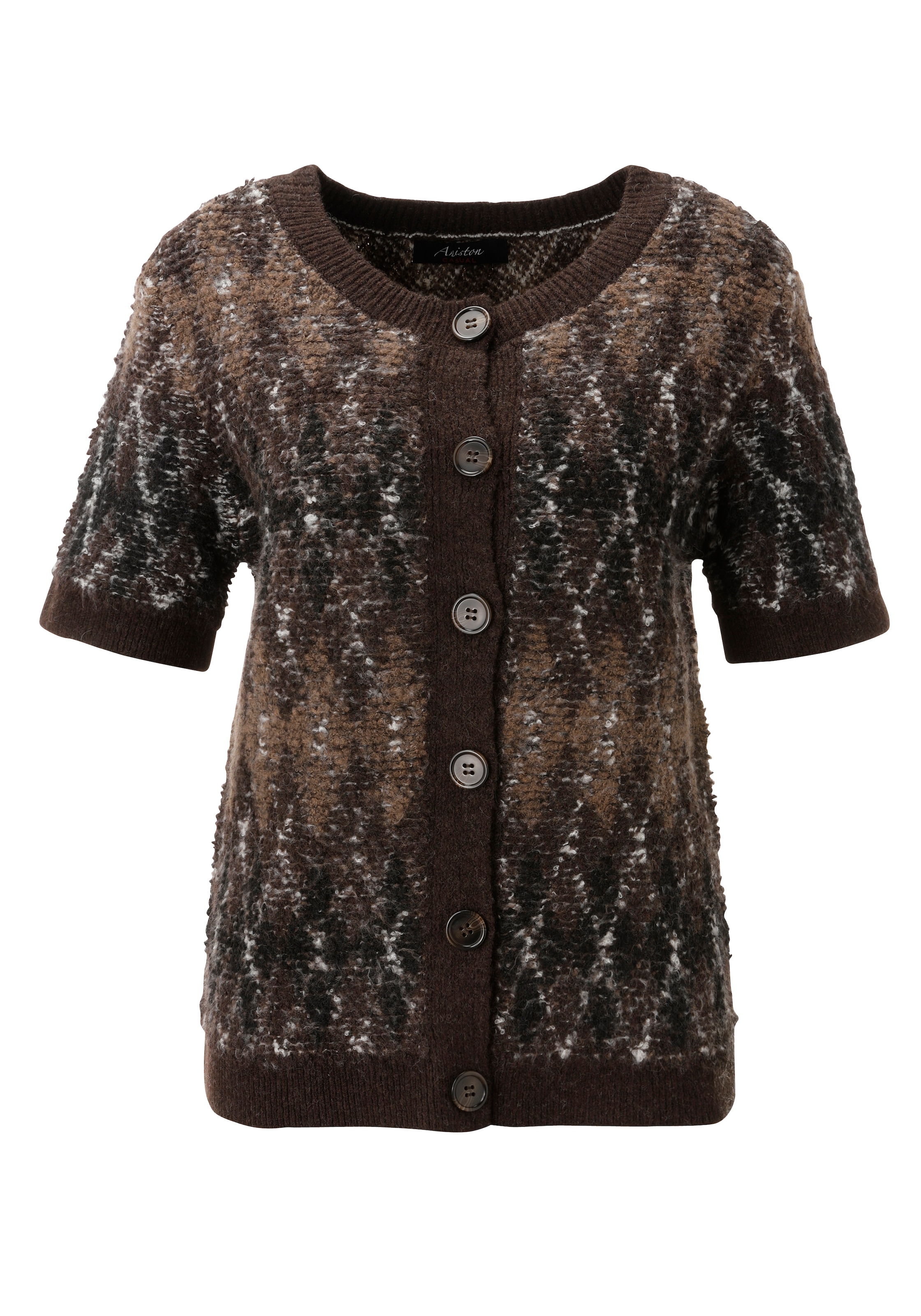Aniston CASUAL Strickjacke mit trendfarbenen, melierten Rauten-Muster - NEUE KOLLEKTION