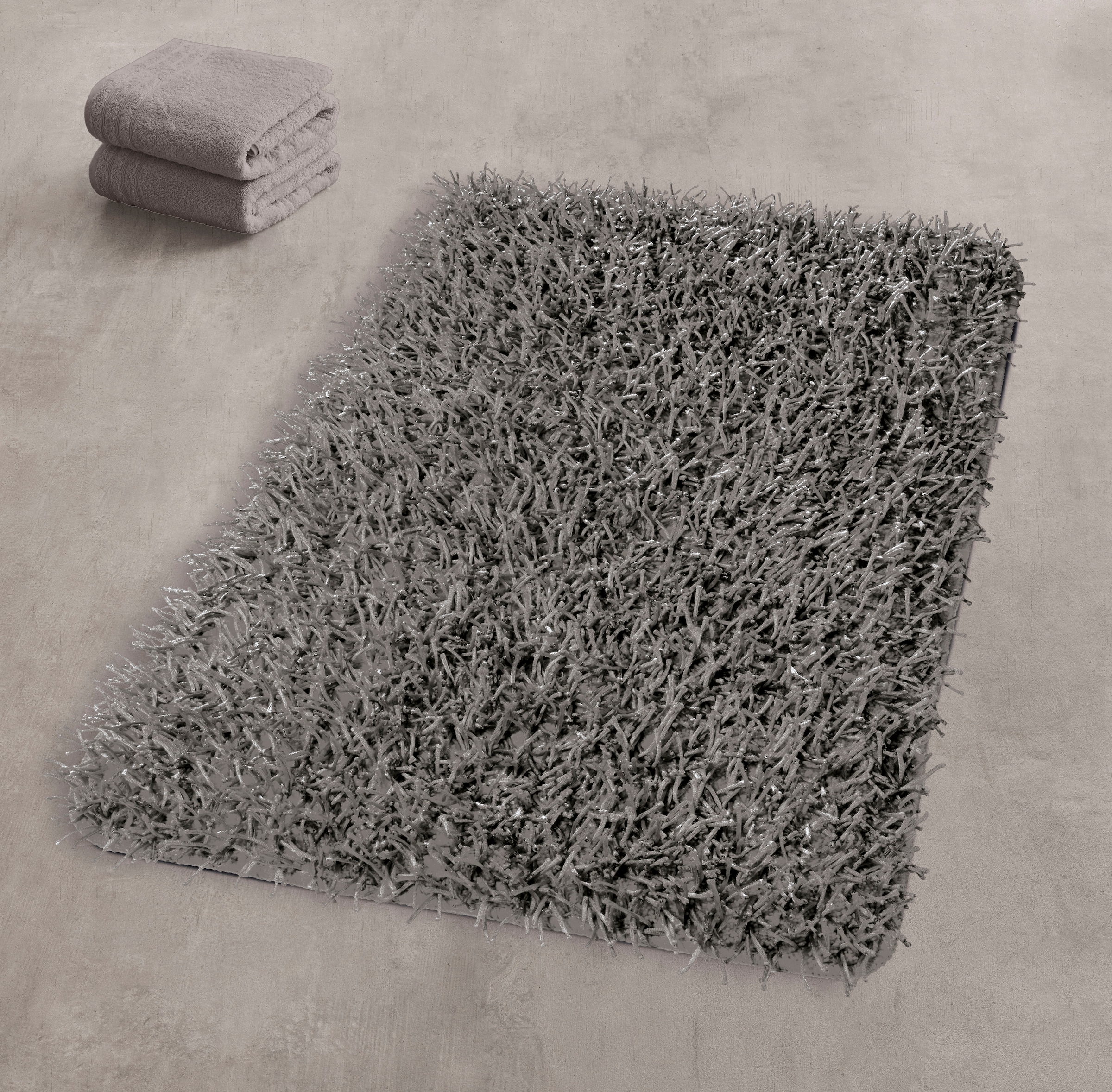 Kleine Wolke Badematte »Riva«, rutschhemmend beschichtet, fußbodenheizungsgeeignet-schnell trocknend, Badteppich, Hochflor, Uni Farben mit Melange Effekt, waschbar