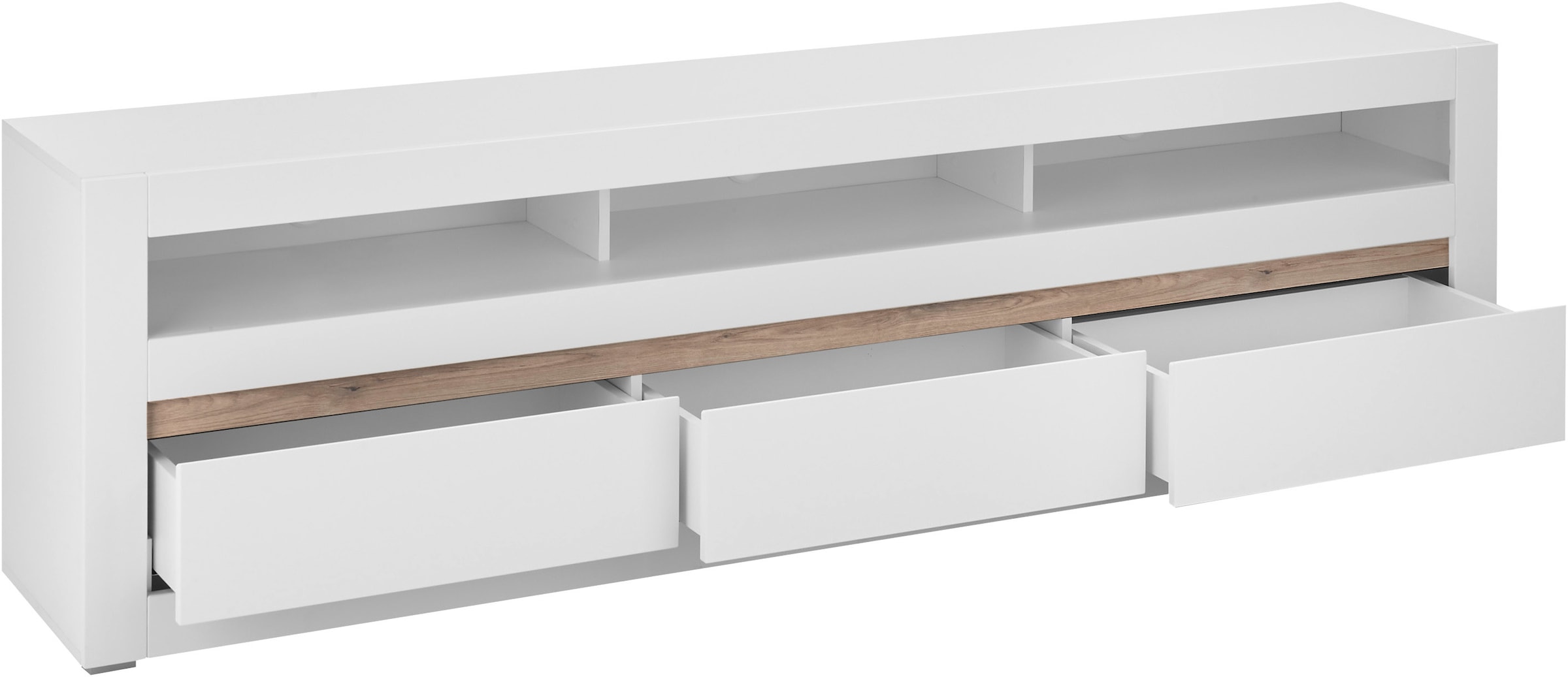 INOSIGN Wohnwand »Anbauwand in Weiß Matt, Wohnzimmer-Set mit austauschbarer Blende«, (Set, 2 St.), enhält Lowboard, Wandboard, zeitloses Design, 217 cm breit