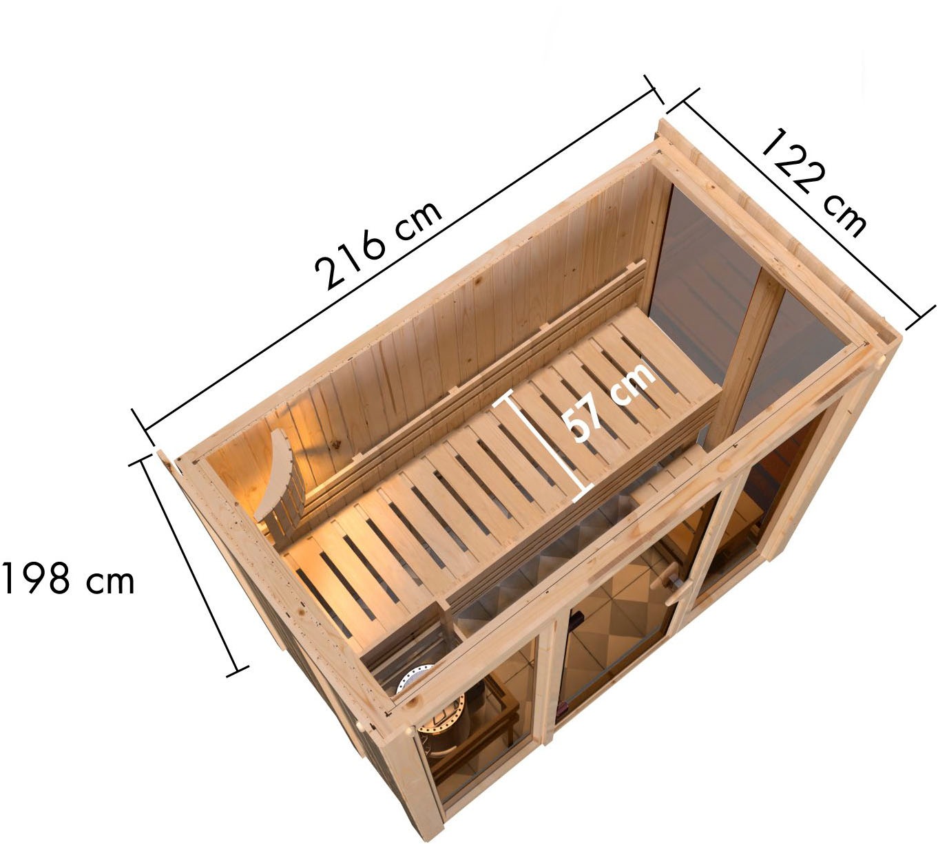 Karibu Sauna »Ivana 2« Ganzglasfront