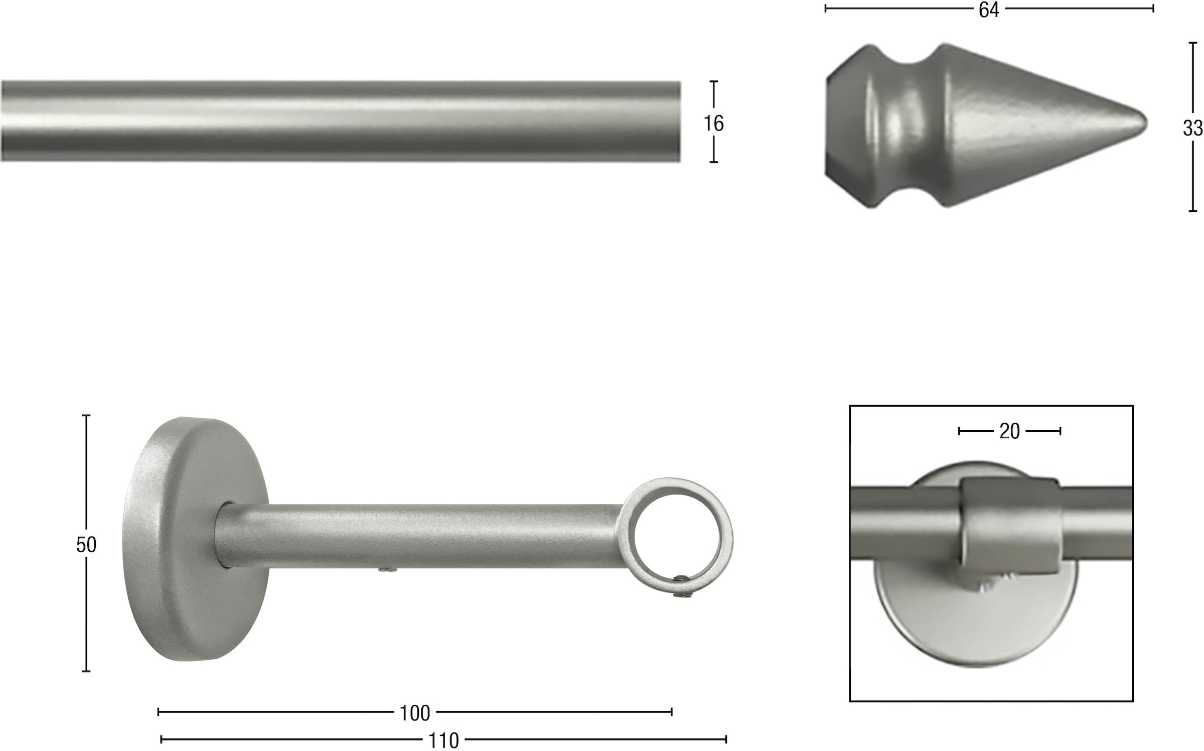 GARESA Gardinenstange »SPYRNA« Ø 16 mm 1 läufig-läufig Wunschmaßlänge Vorhanggarnitur, verlängerbar, Spitze, ohne Ringe