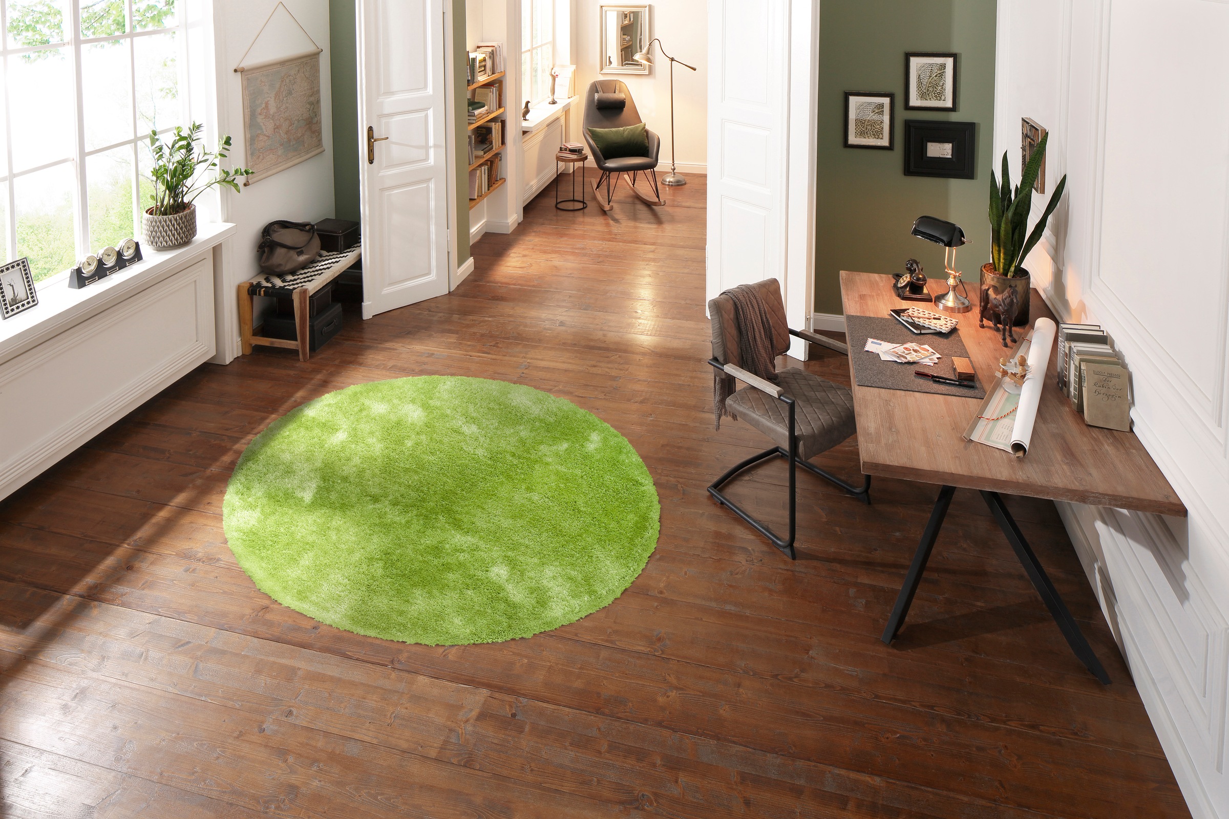 Bruno Banani Hochflor-Teppich »Dana Teppich, Kundenliebling«, rund, 30 mm Höhe, unifarben, Mikrofaser Teppiche, Wohnzimmer, Schlafzimmer, Esszimmer