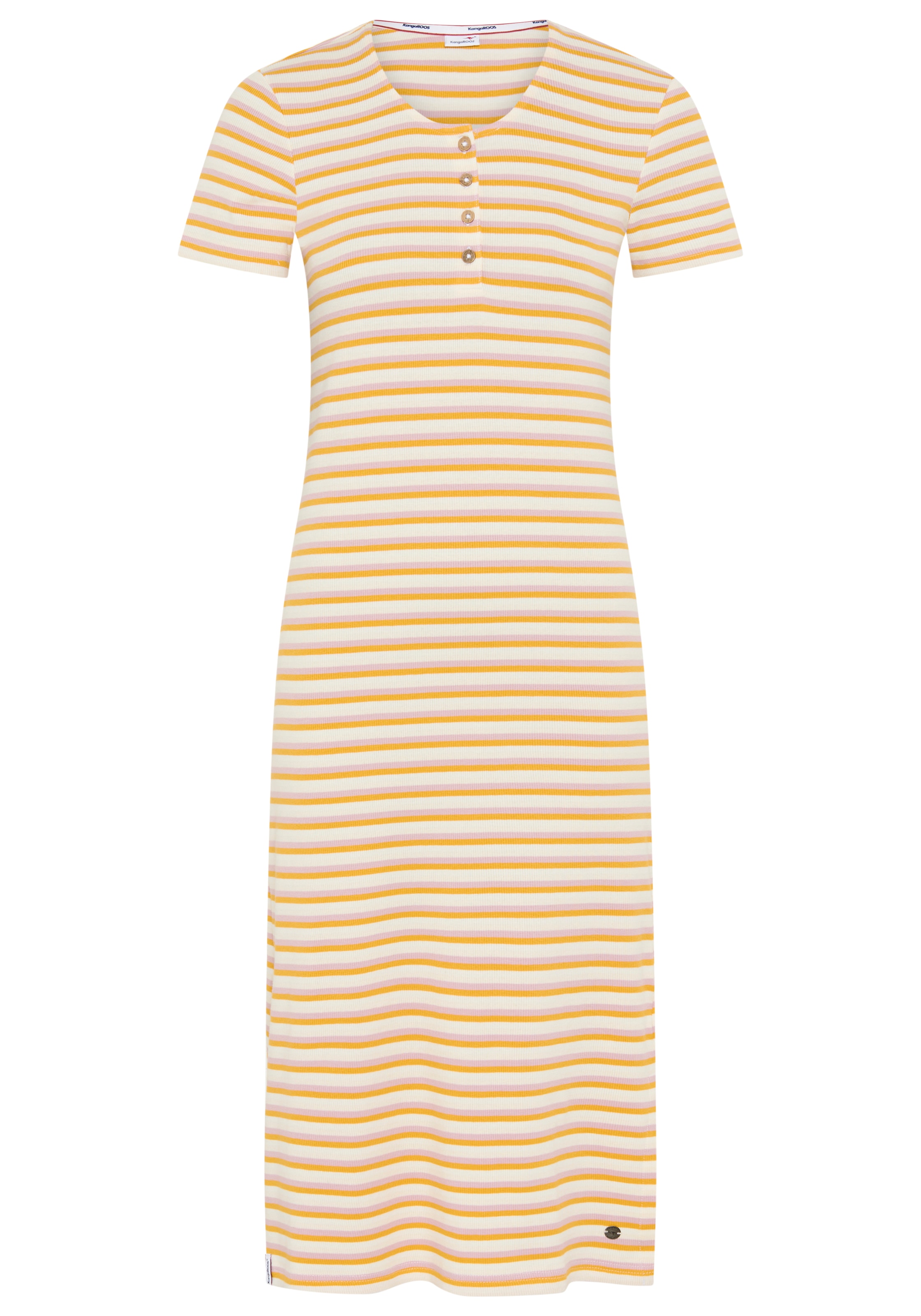 KangaROOS Midikleid Midikleid, figurbetonte Passform, Kurzarm, mit Schlitz am Saum