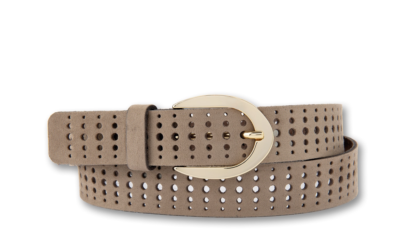 Bernd Götz Damen Ledergürtel mit Rasteroptik in braun, Größe 80