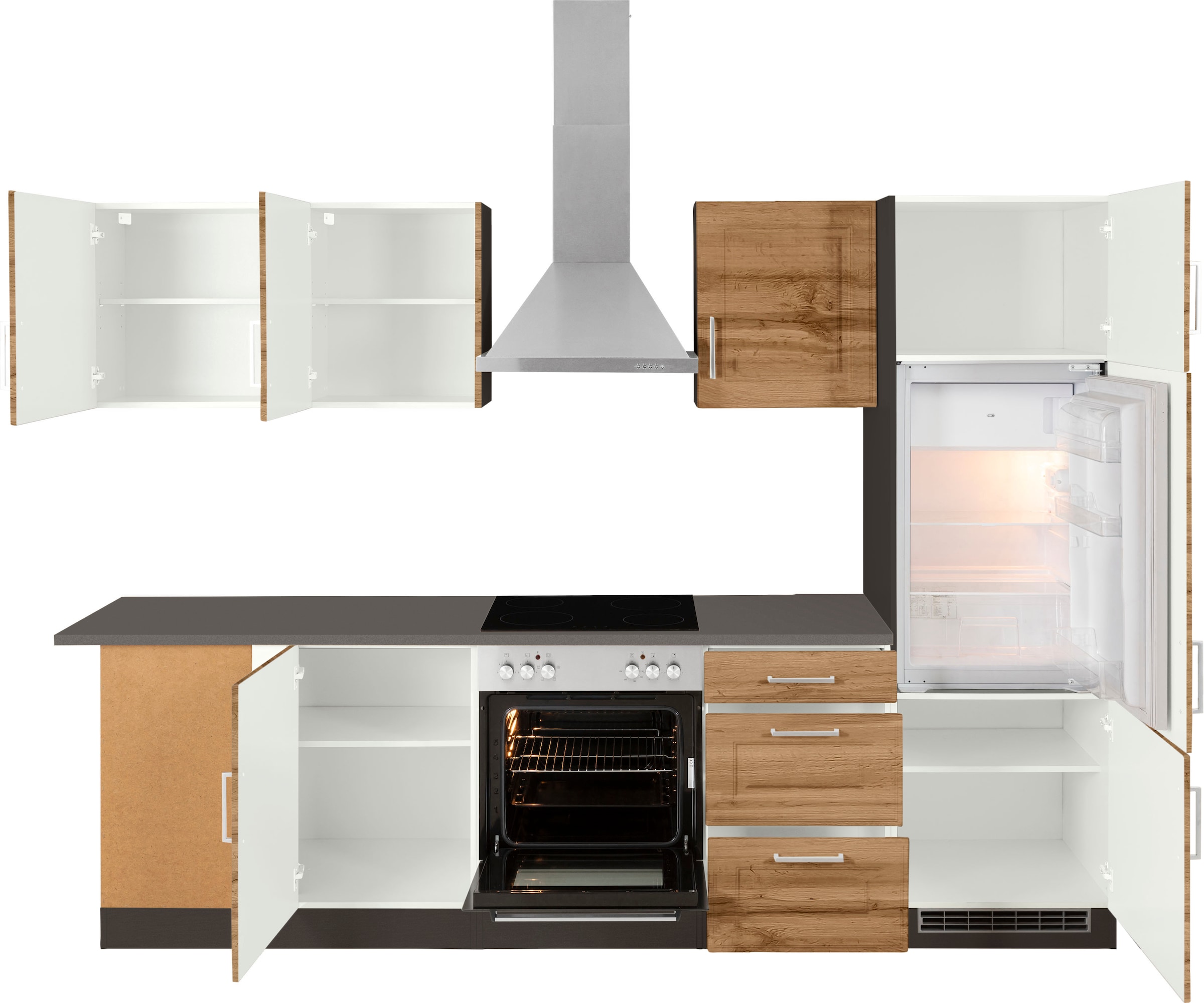 HELD MÖBEL Winkelküche »Stockholm«, Stellbreite 220/280 cm, mit hochwertigen MDF Fronten im Landhaus-Stil